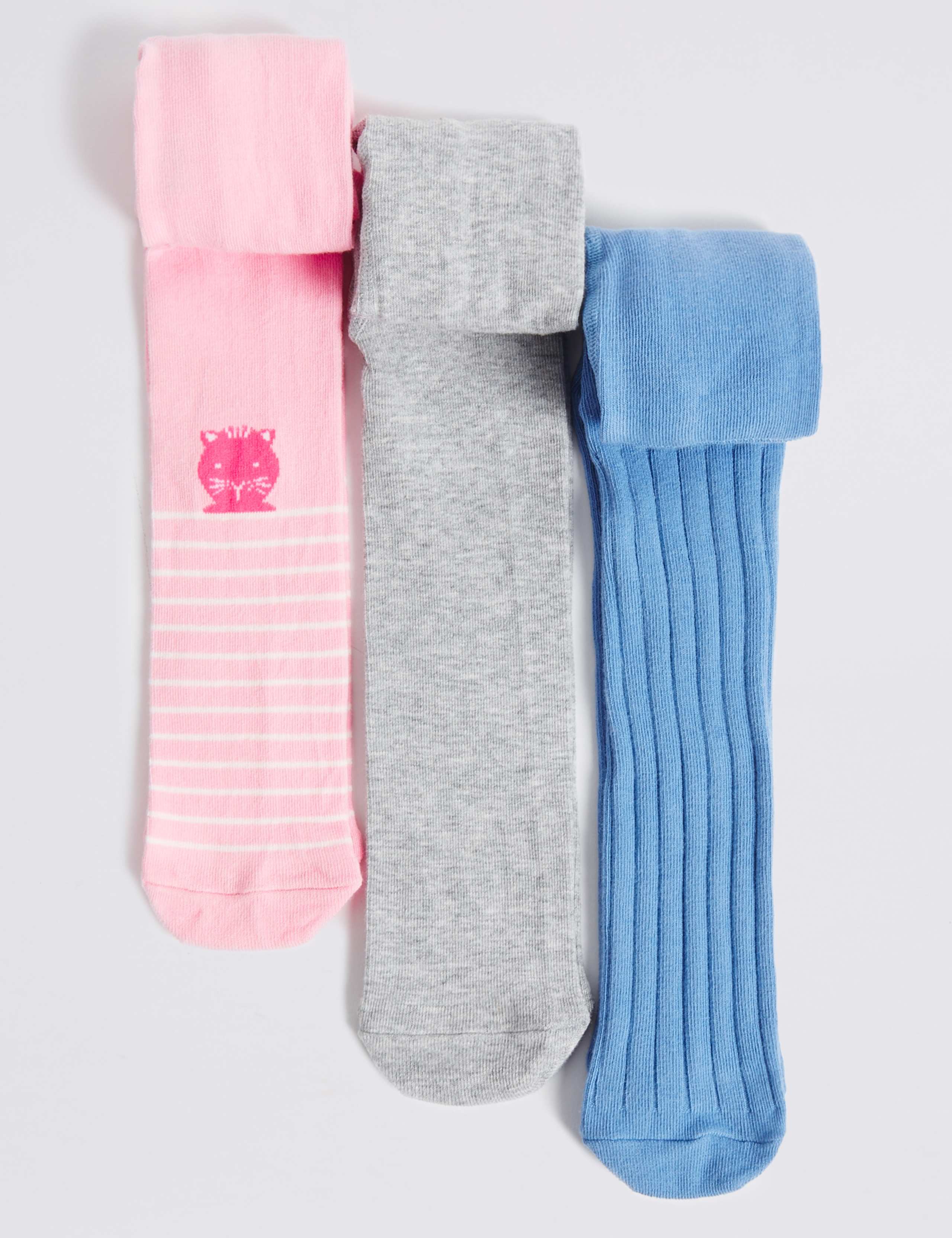 3 Pairs of Cotton Rich StaySoft™ Tights (0-24 Months) 1 of 1