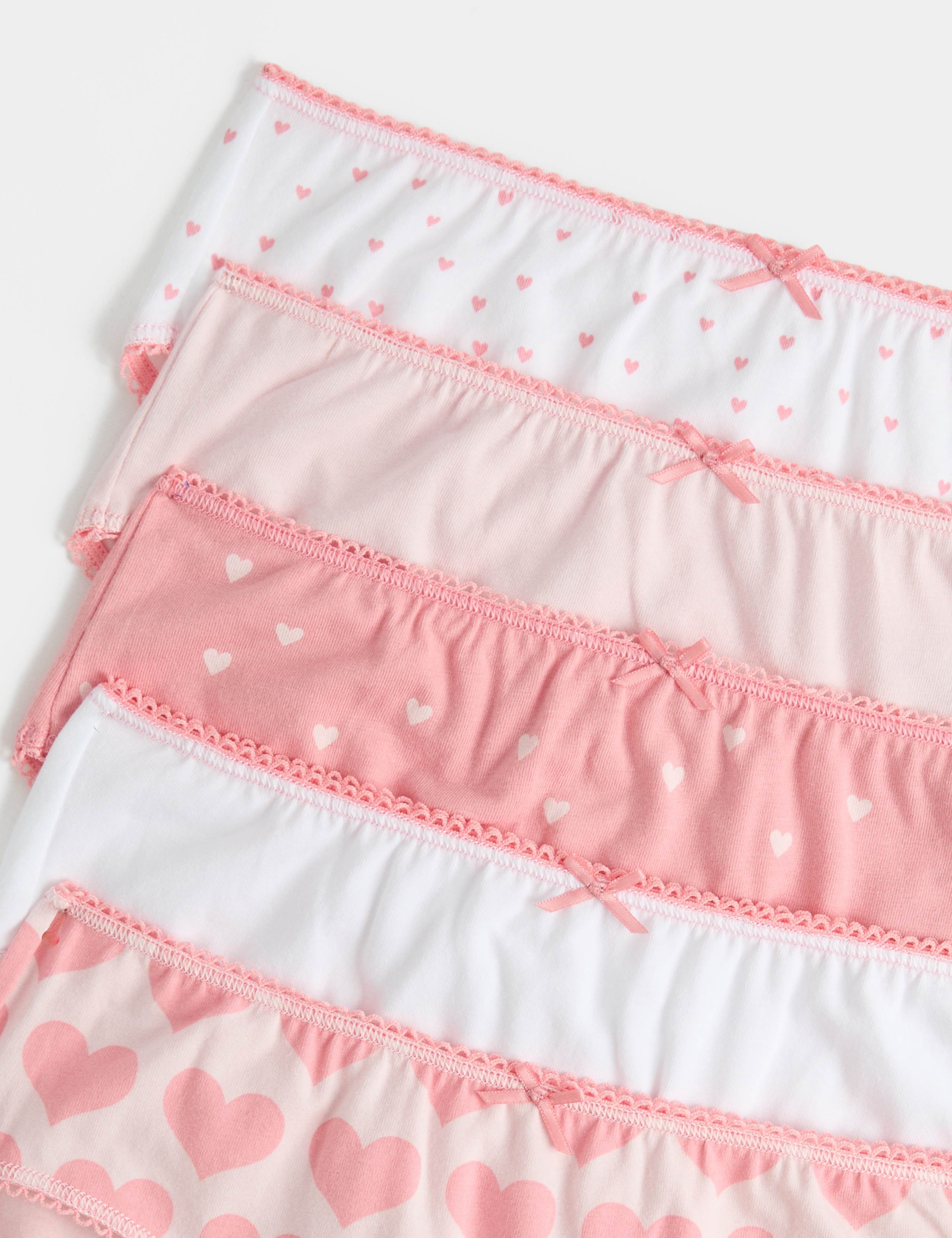 10 Pack Cotton with Stretch Pink Heart Knickers (2-14 Yrs) 2 of 3