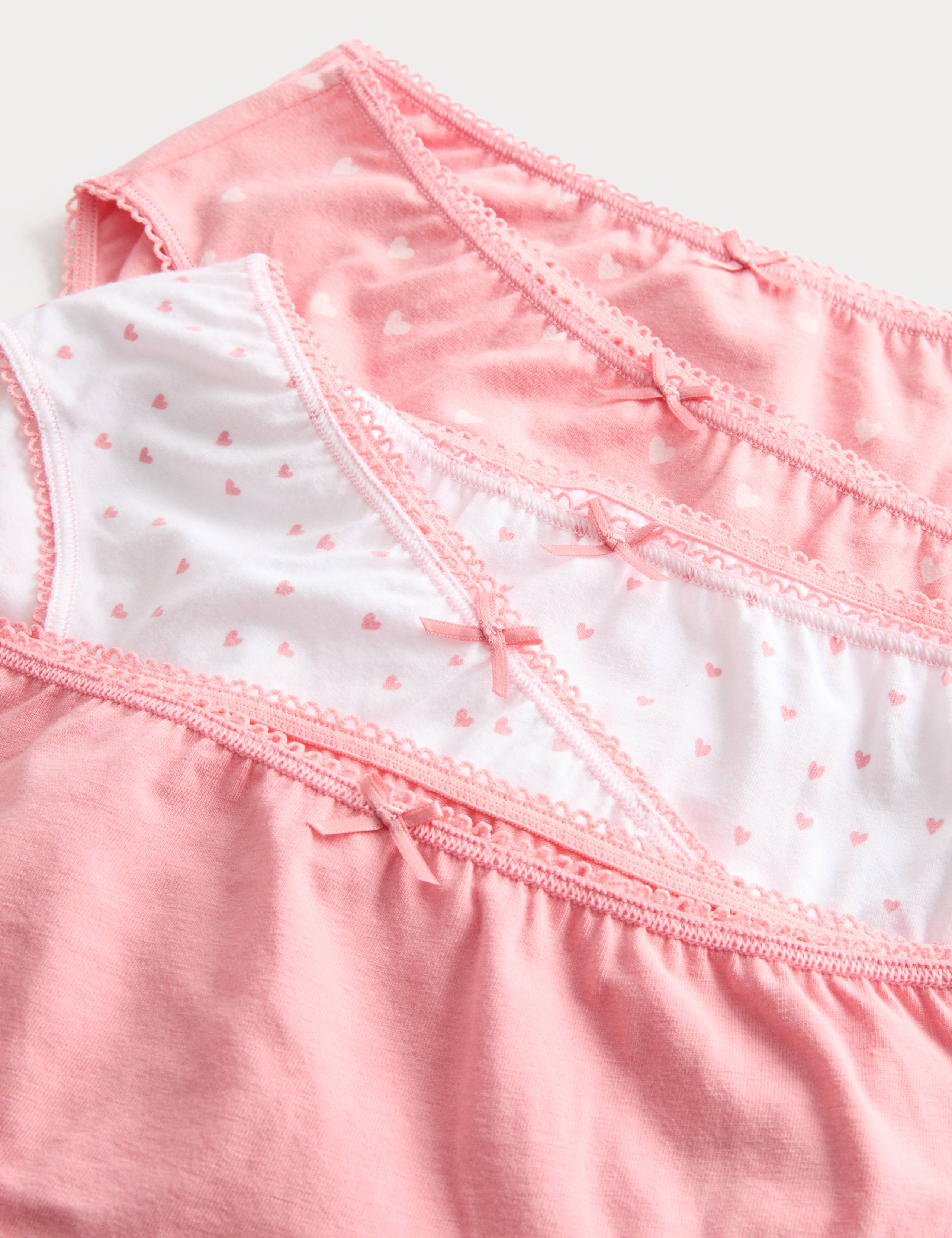 10pk Cotton with Stretch Pink Heart Knickers (2-14 Yrs) 2 of 2