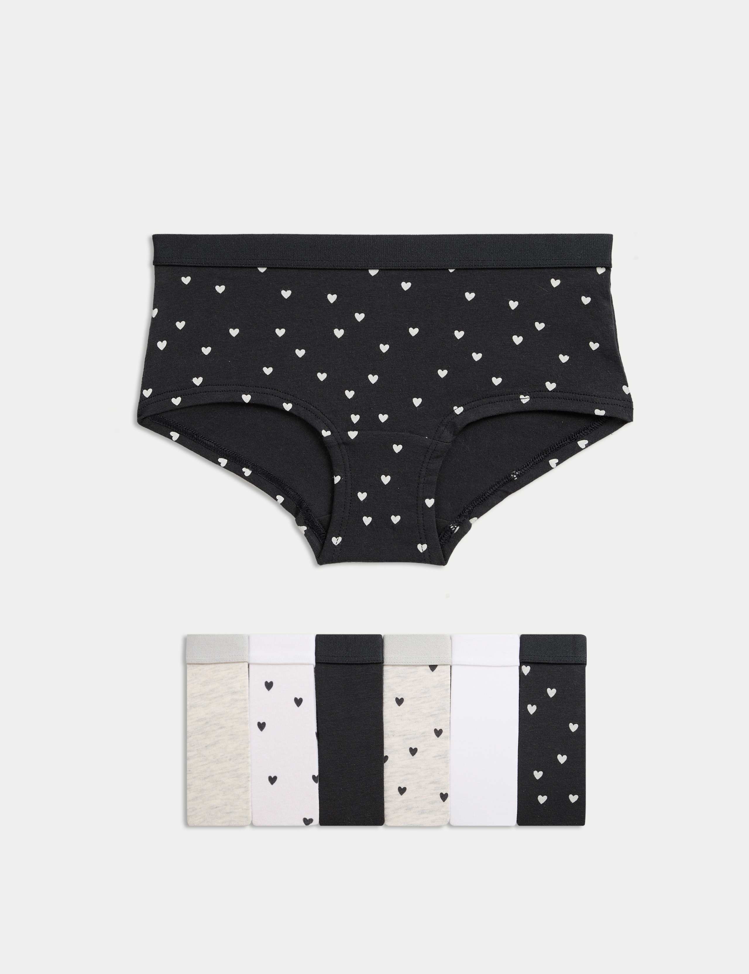7 Pack Cotton with Stretch Heart Print Shorts (5-16 Yrs) 1 of 2