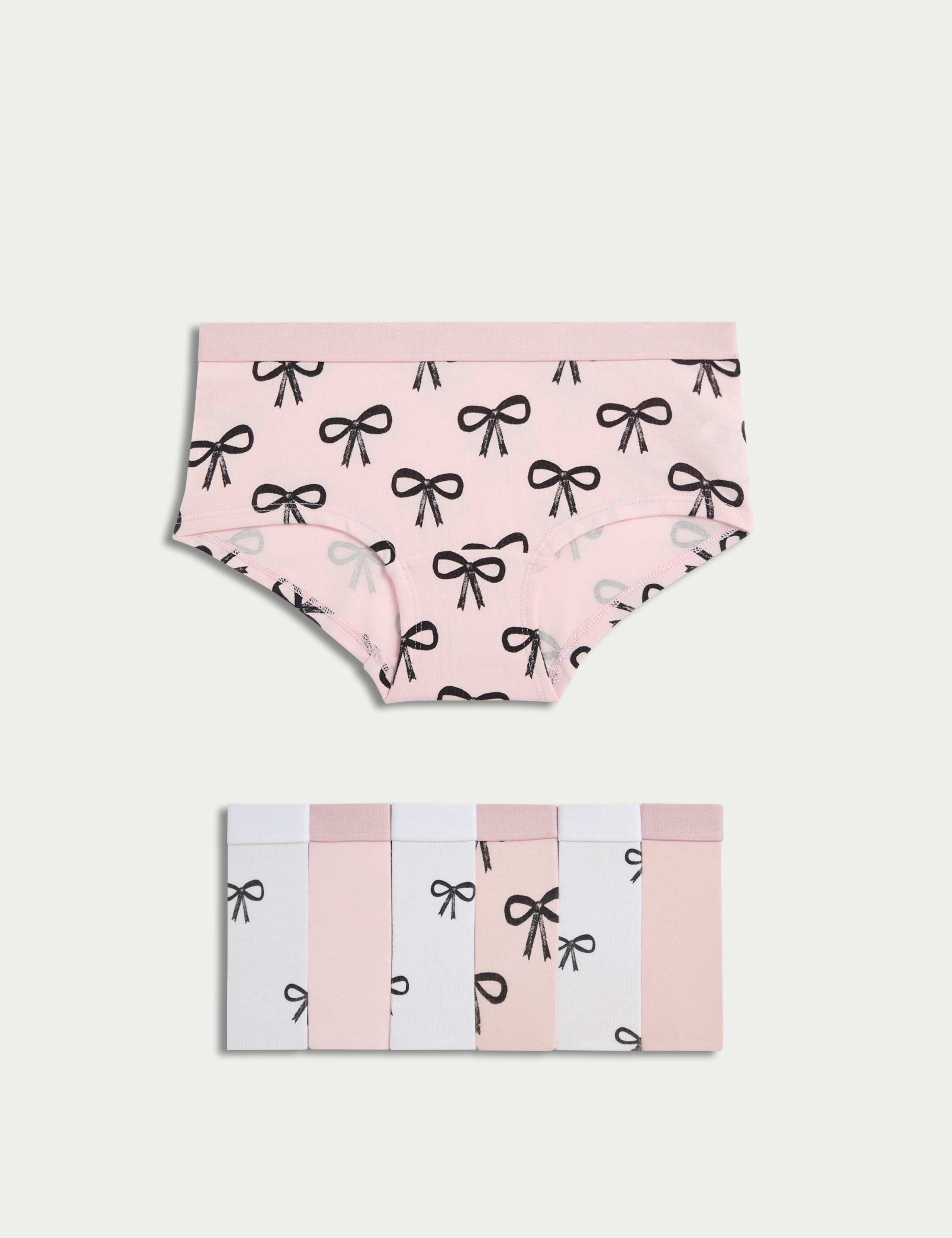 7 Pack Cotton with Stretch Bow Shorts (5-16 Yrs) 1 of 2