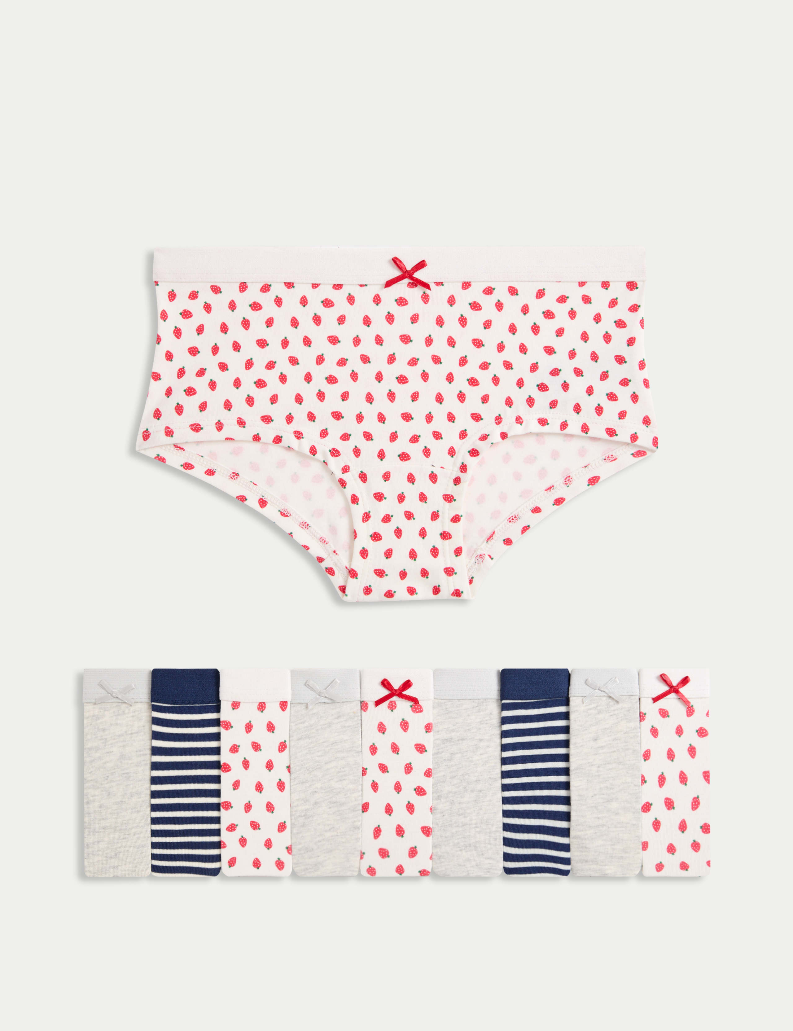 10 Pack Cotton Rich Strawberry Shorts (5-16 Yrs) 1 of 2