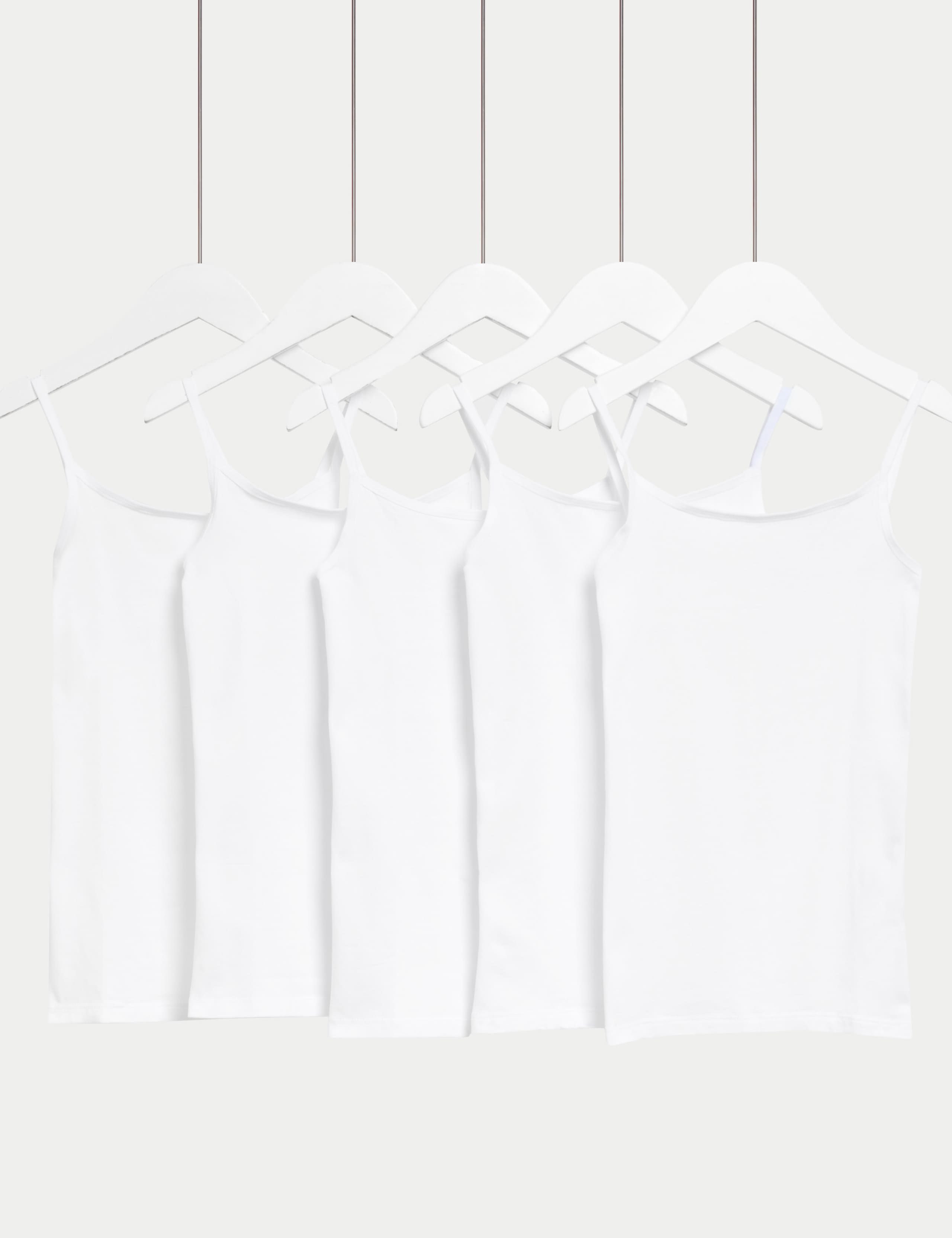 5 Pack Cotton with Stretch Cami Tops (5-14 Yrs) 1 of 1