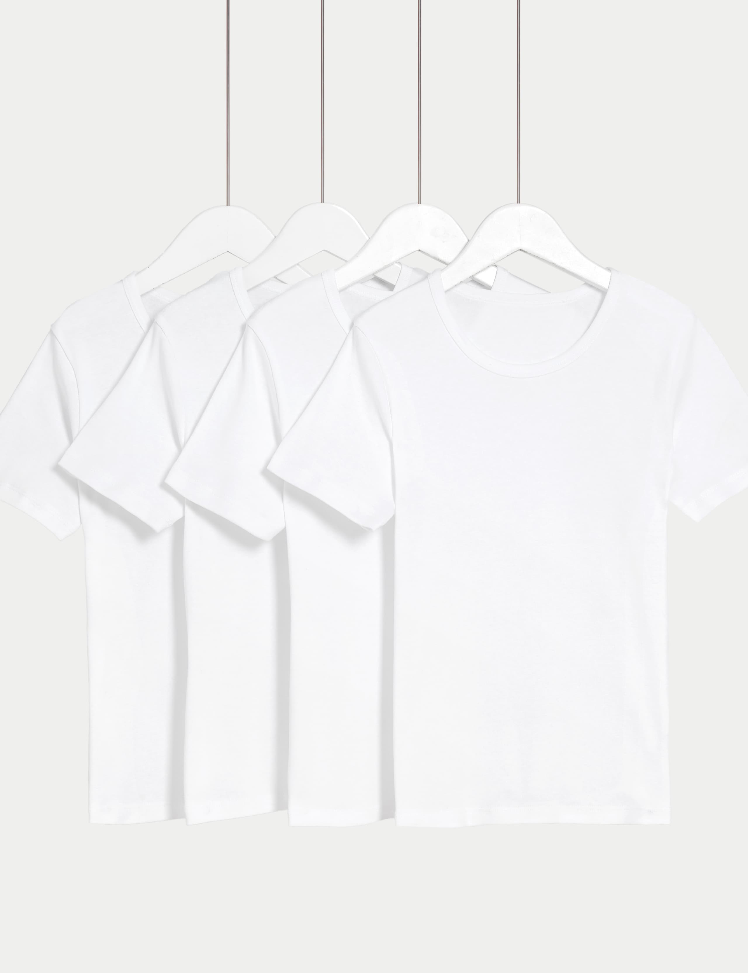 4 Pack Pure Cotton Short Sleeve Vests (2-14 Yrs) 1 of 1