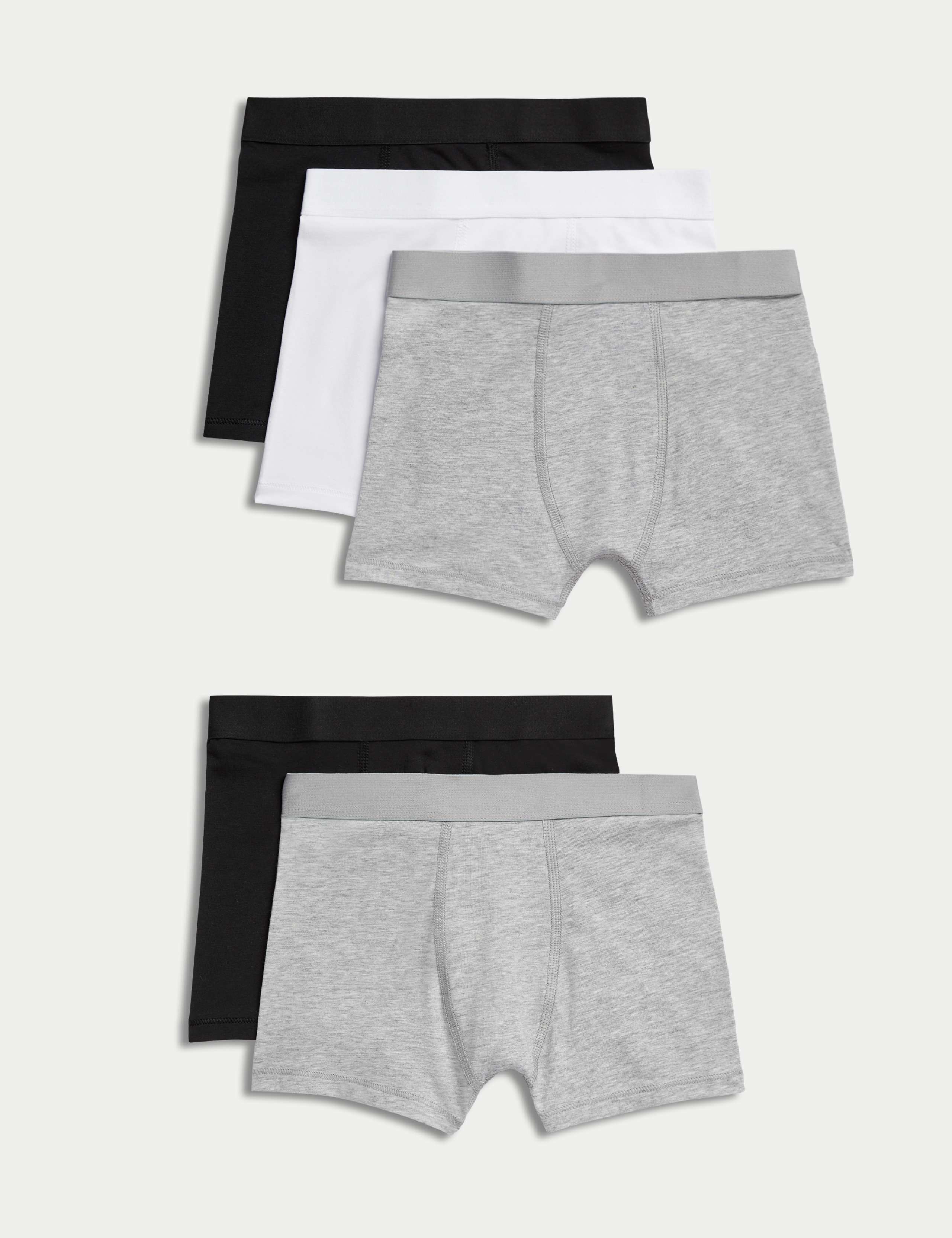 5 Pack Cotton with Stretch Plain Trunks (5-16 Yrs) 1 of 1