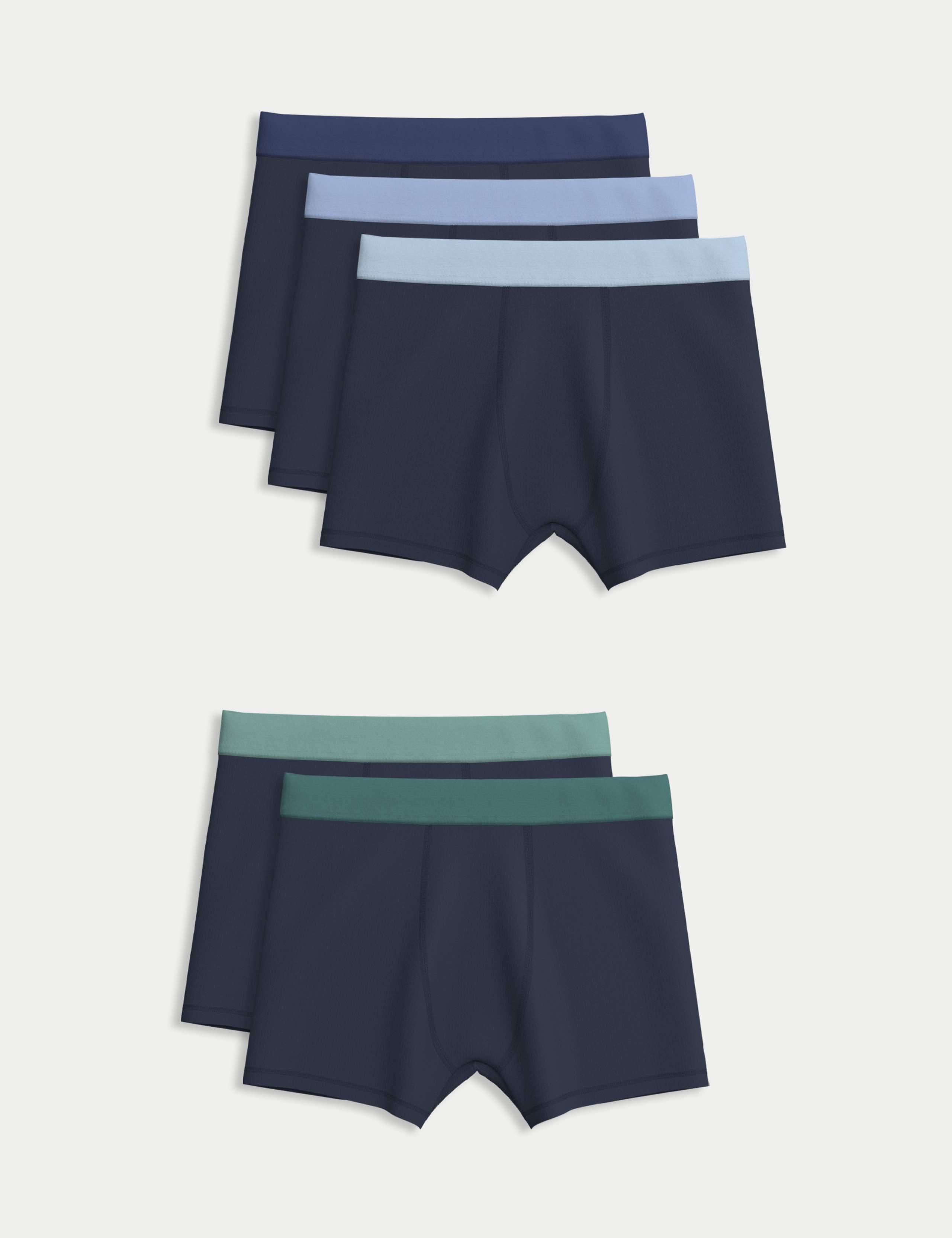 5 Pack Cotton with Stretch Trunks (5-16 Yrs) 1 of 1