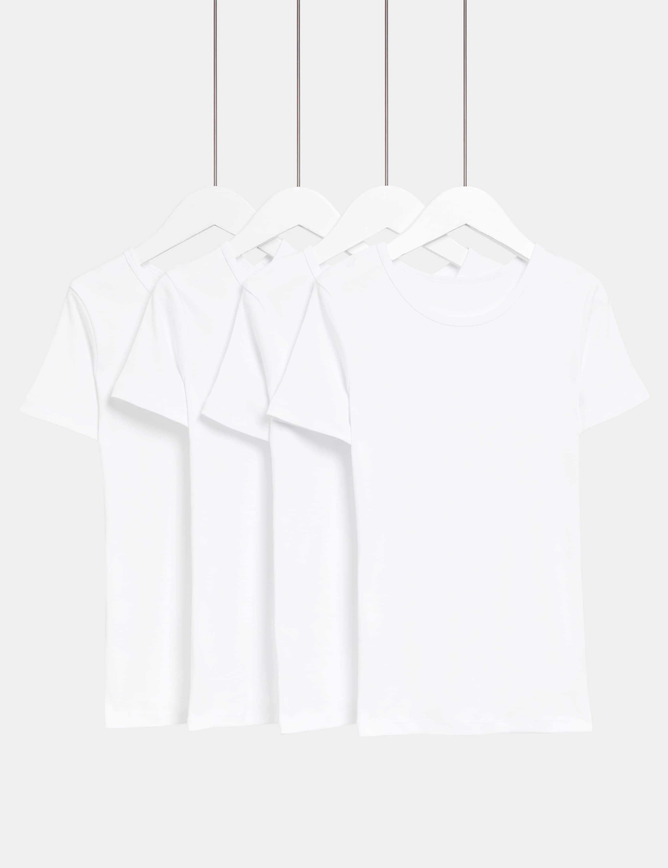 4 Pack Pure Cotton Short Sleeve Vests (2-14 Yrs) 1 of 1