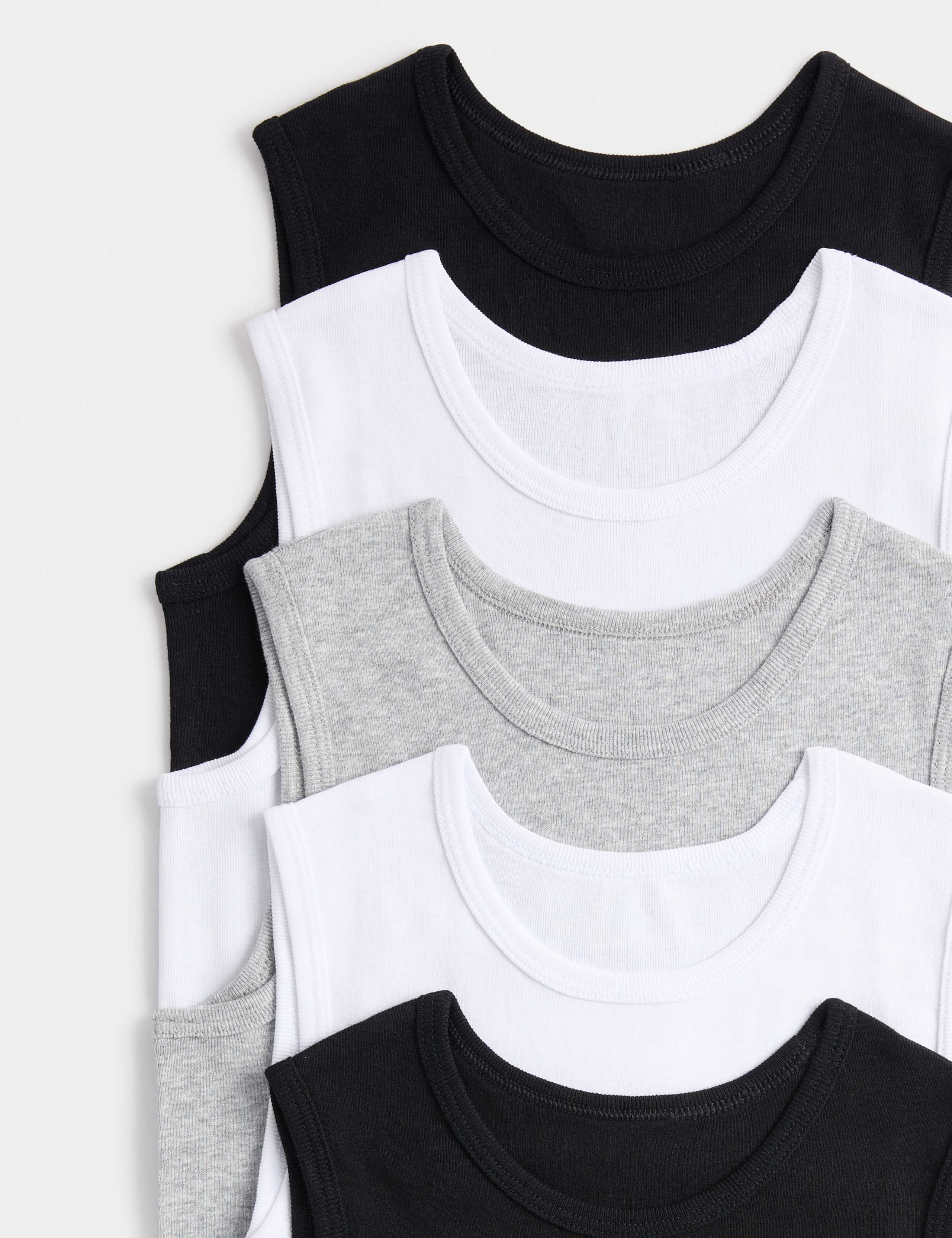 5pk Pure Cotton Vests (2-14 Yrs) 2 of 2