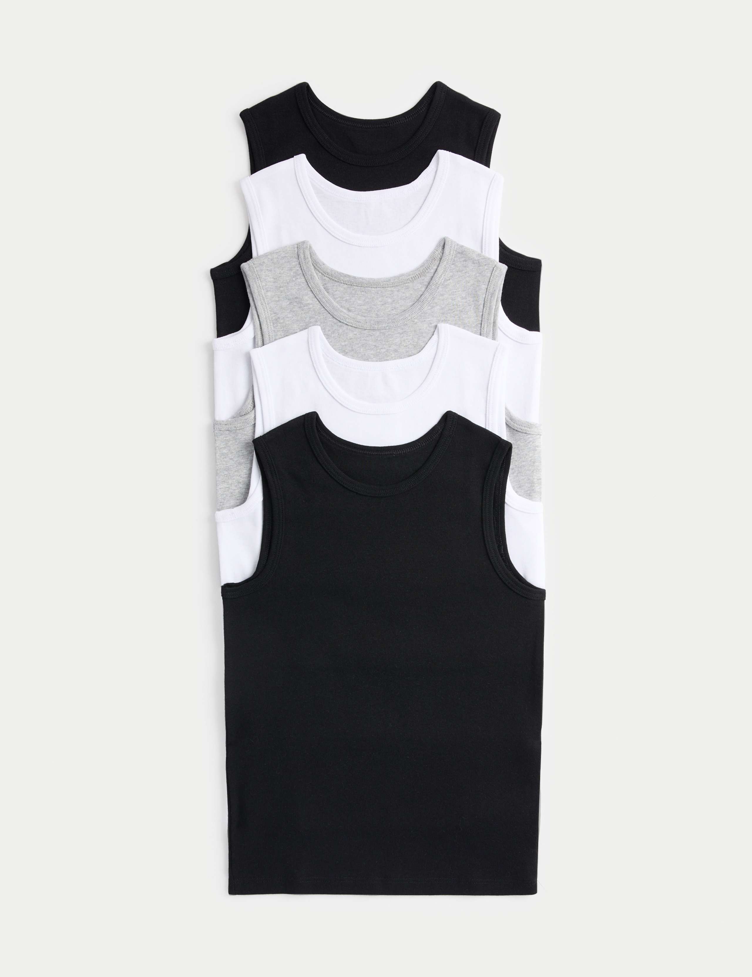 5pk Pure Cotton Vests (2-14 Yrs) 1 of 2
