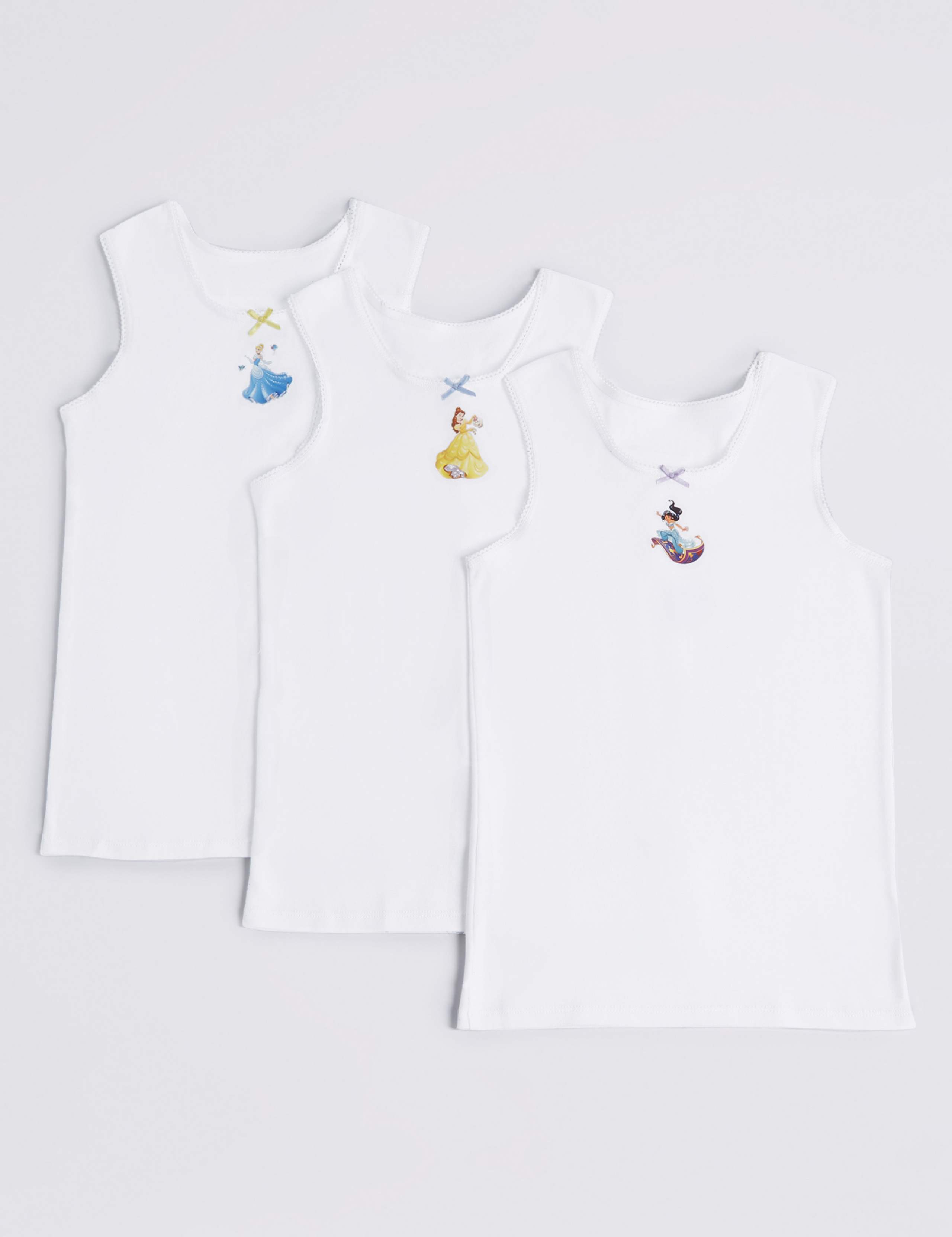 3 Pack Pure Cotton Disney Princess™ Vests (18 Months - 12 Years) 1 of 2