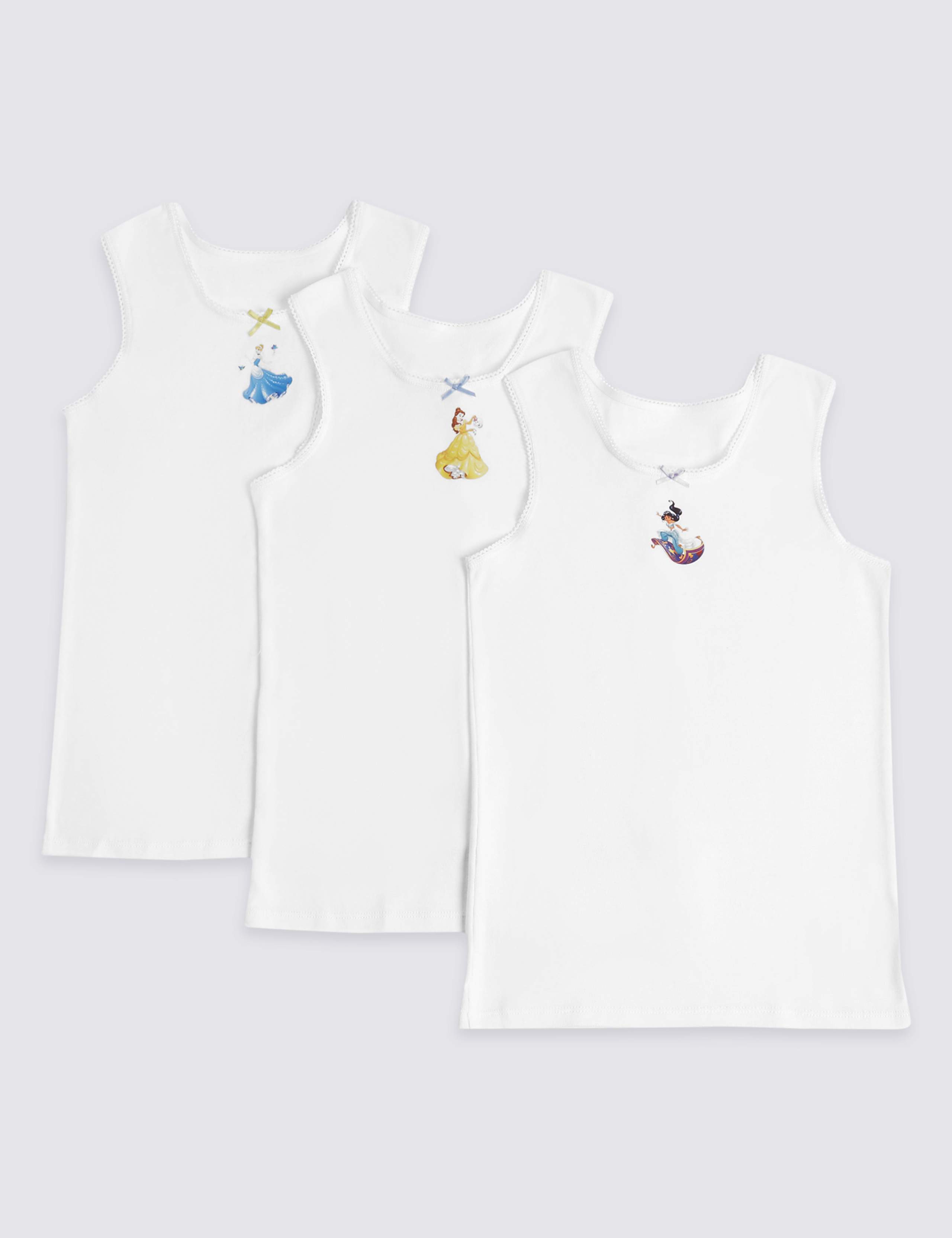 3 Pack Pure Cotton Disney Princess™ Vests (18 Months - 12 Years) 2 of 2