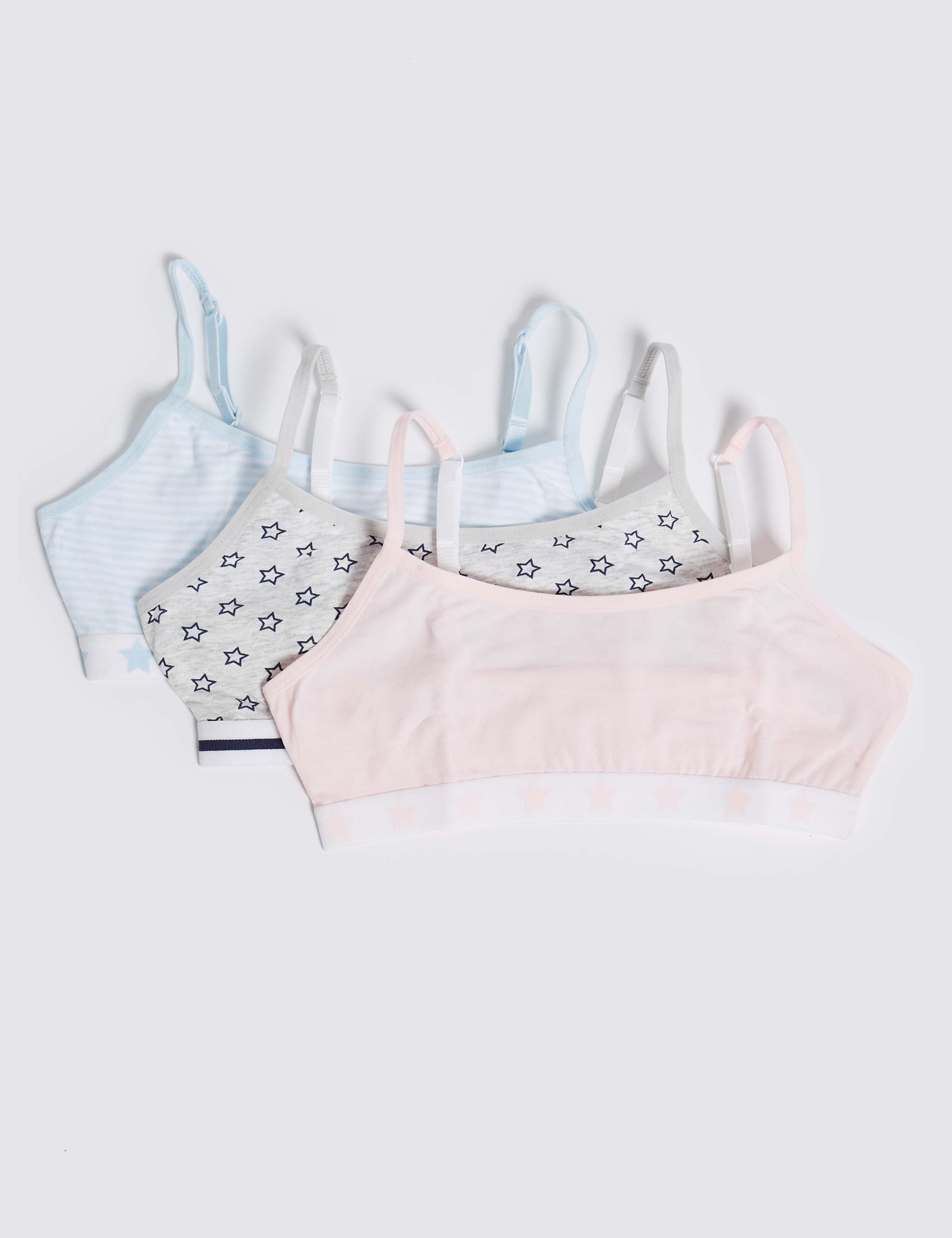 3 Pack Cotton with Stretch Cropped Tops (6-16 Years) 1 of 2