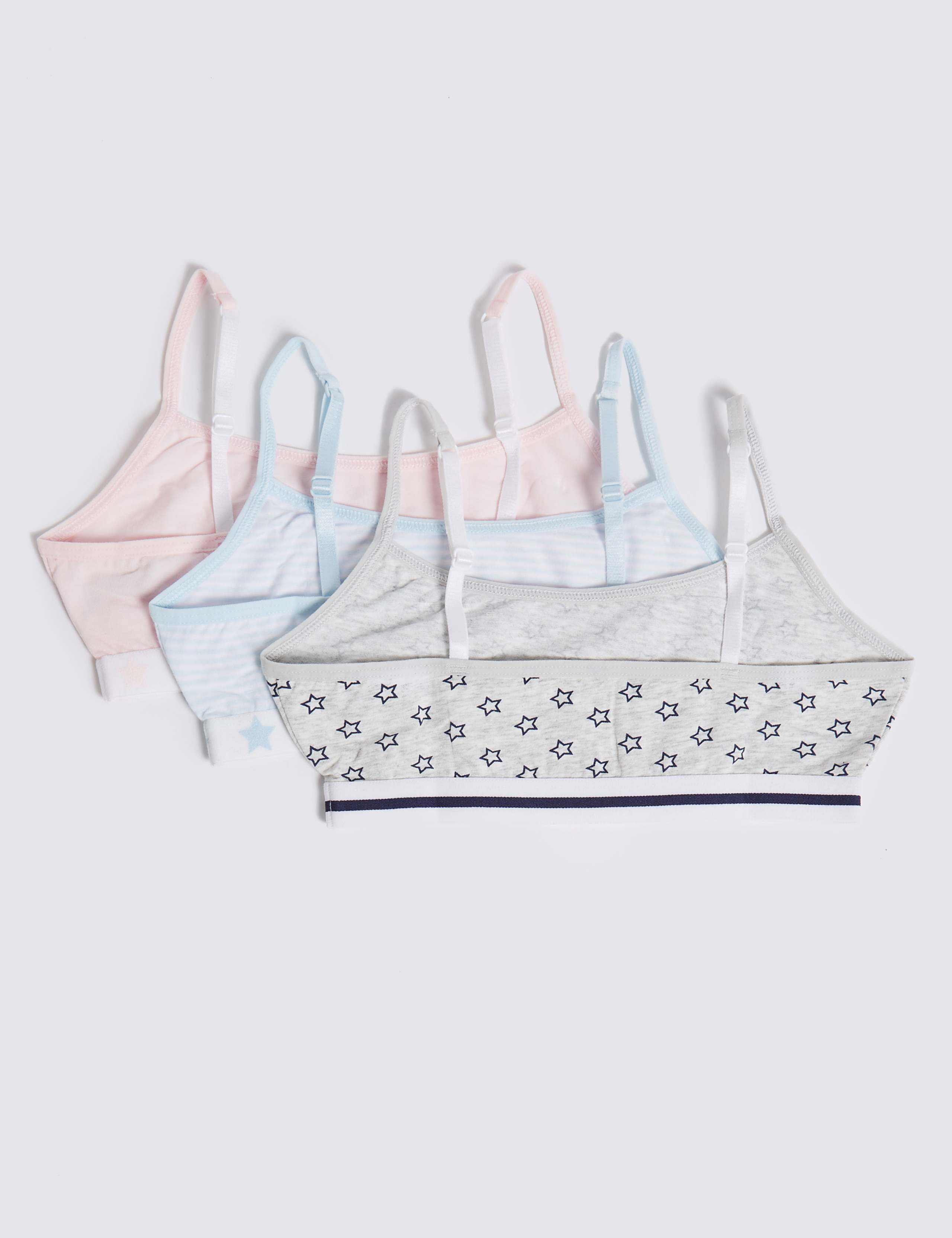 3 Pack Cotton with Stretch Cropped Tops (6-16 Years) 2 of 2