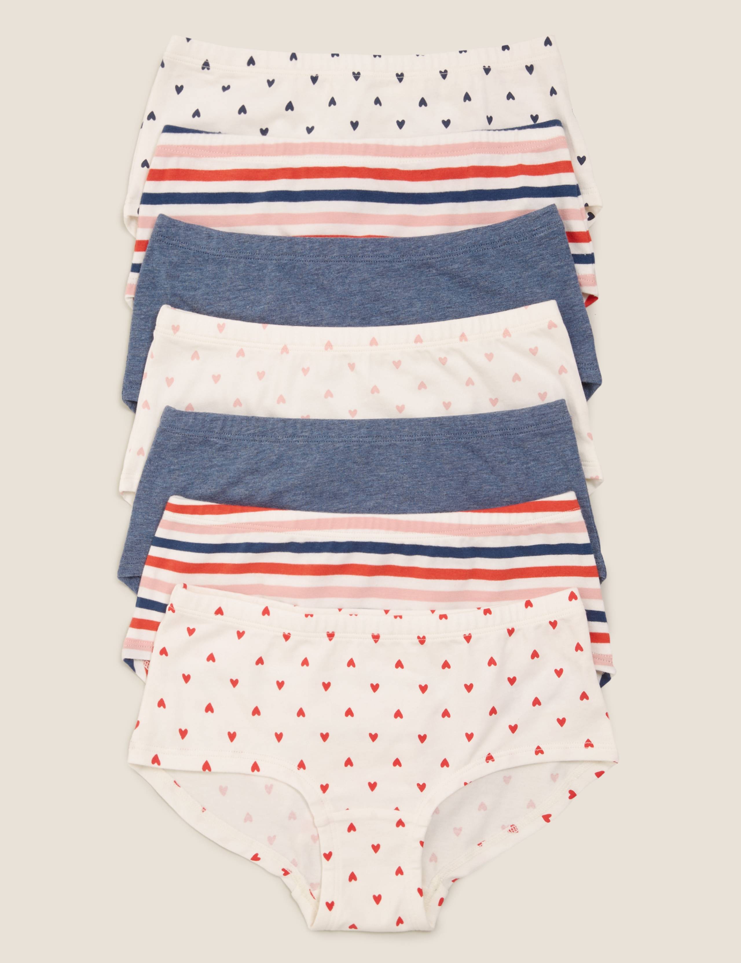 7pk Cotton with Stretch Heart Shorts (2-16 Yrs) 1 of 1