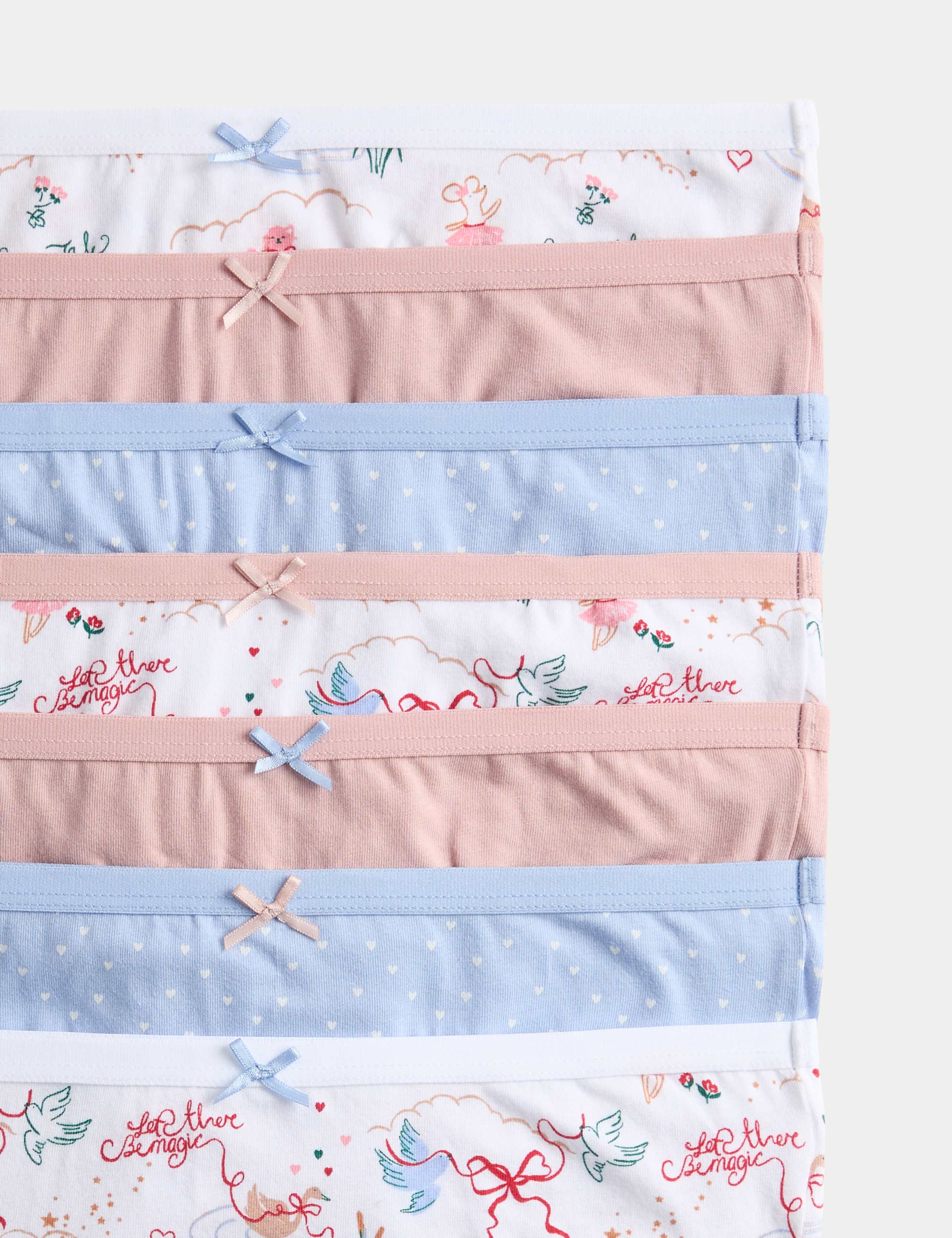 7 Pack Cotton With Stretch Heart Bow Knickers (18 Mths - 12 Yrs) 2 of 2
