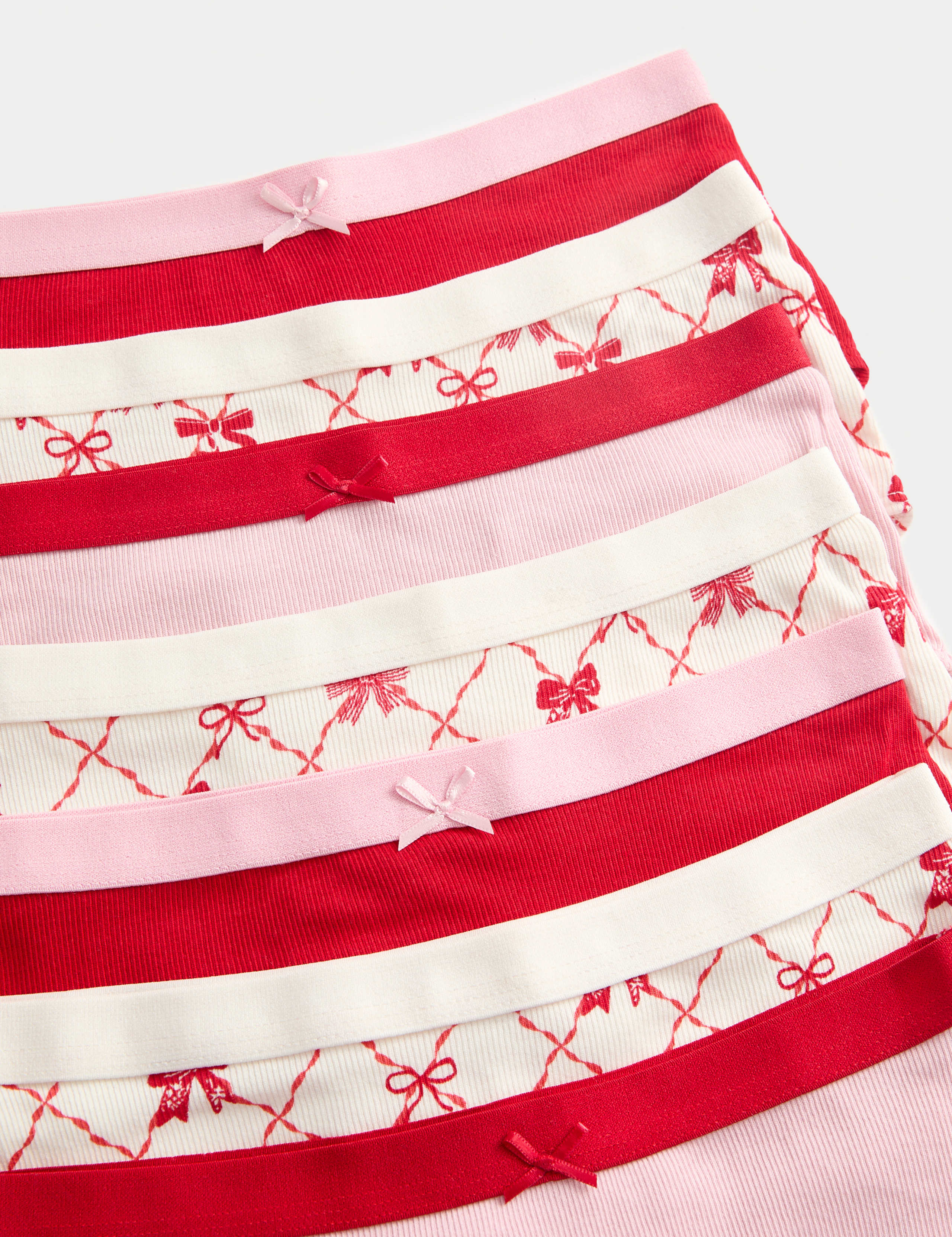 7 Pack Cotton with Stretch Bow Striped Shorts (5-16 Yrs) 2 of 2