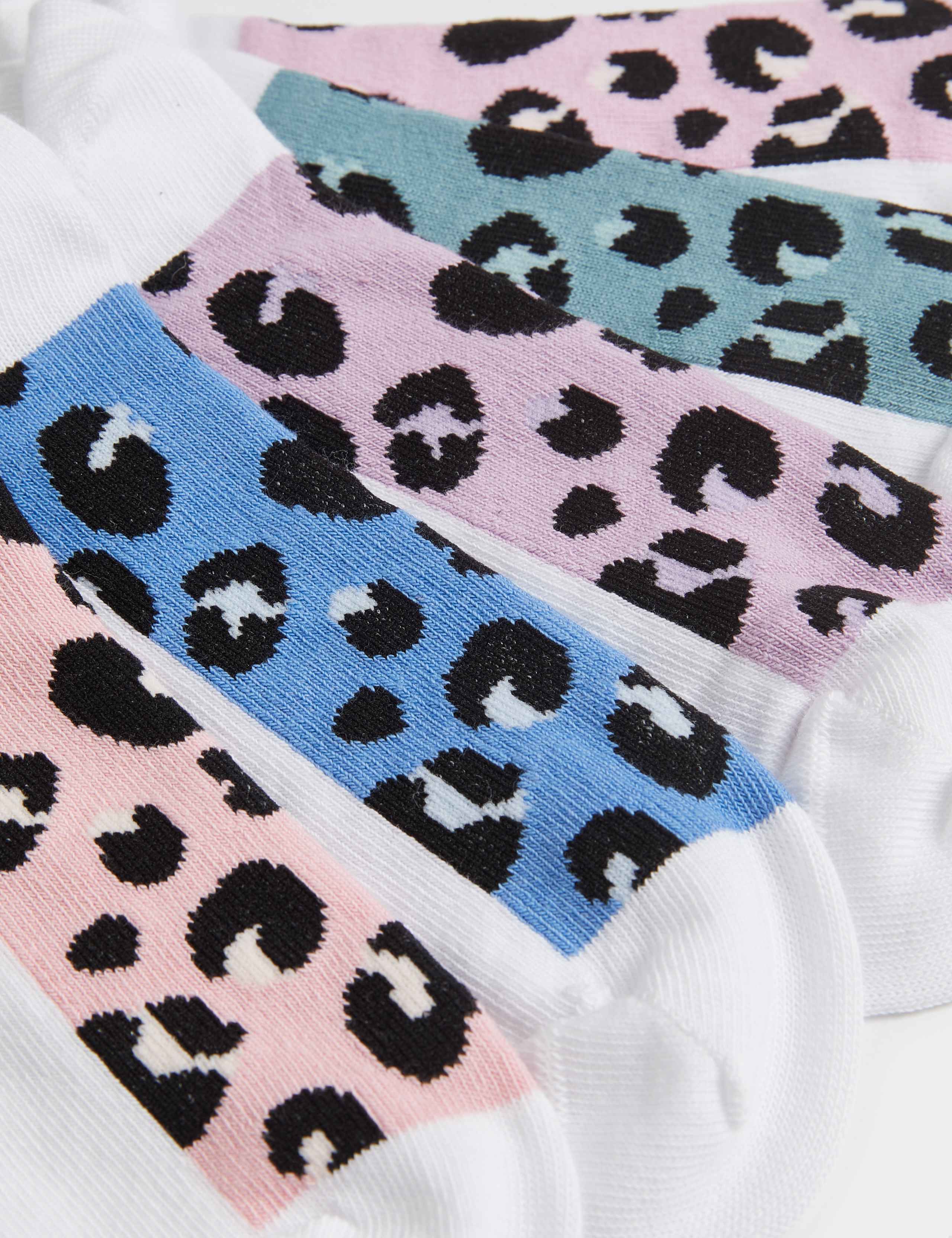 5 Pack Cotton Rich Leopard Print School Socks (6 Small - 7 Large) 2 of 2