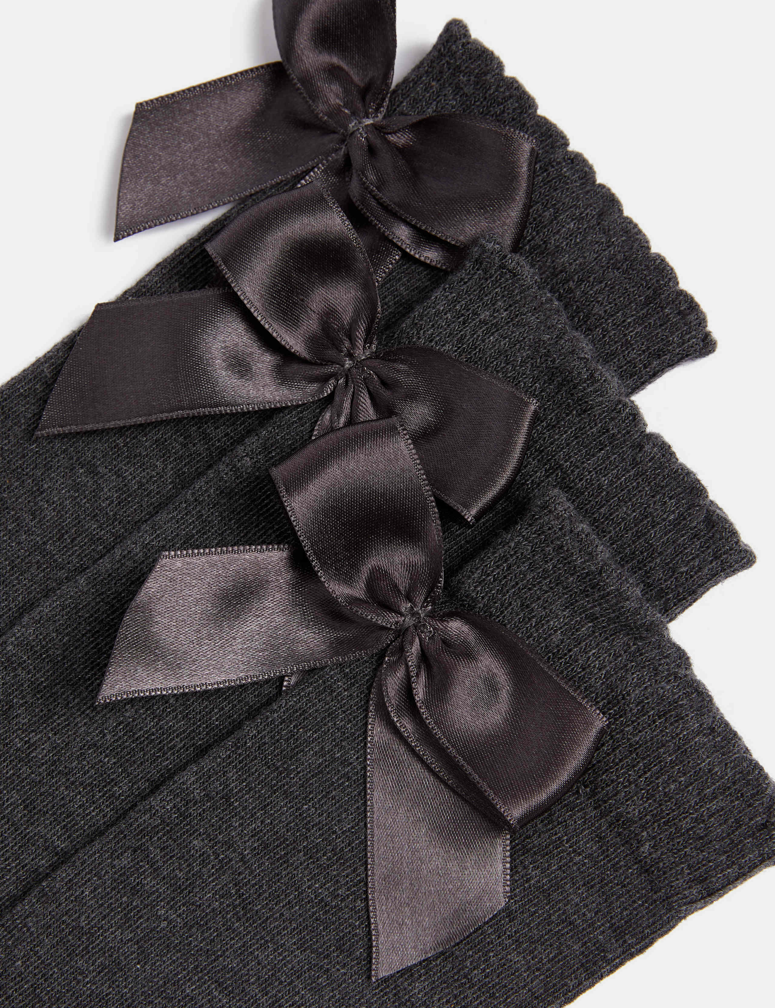 3p Cotton Rich Picot Knee High Bow Socks (6-8½ Small - 4-7 Large) 2 of 2
