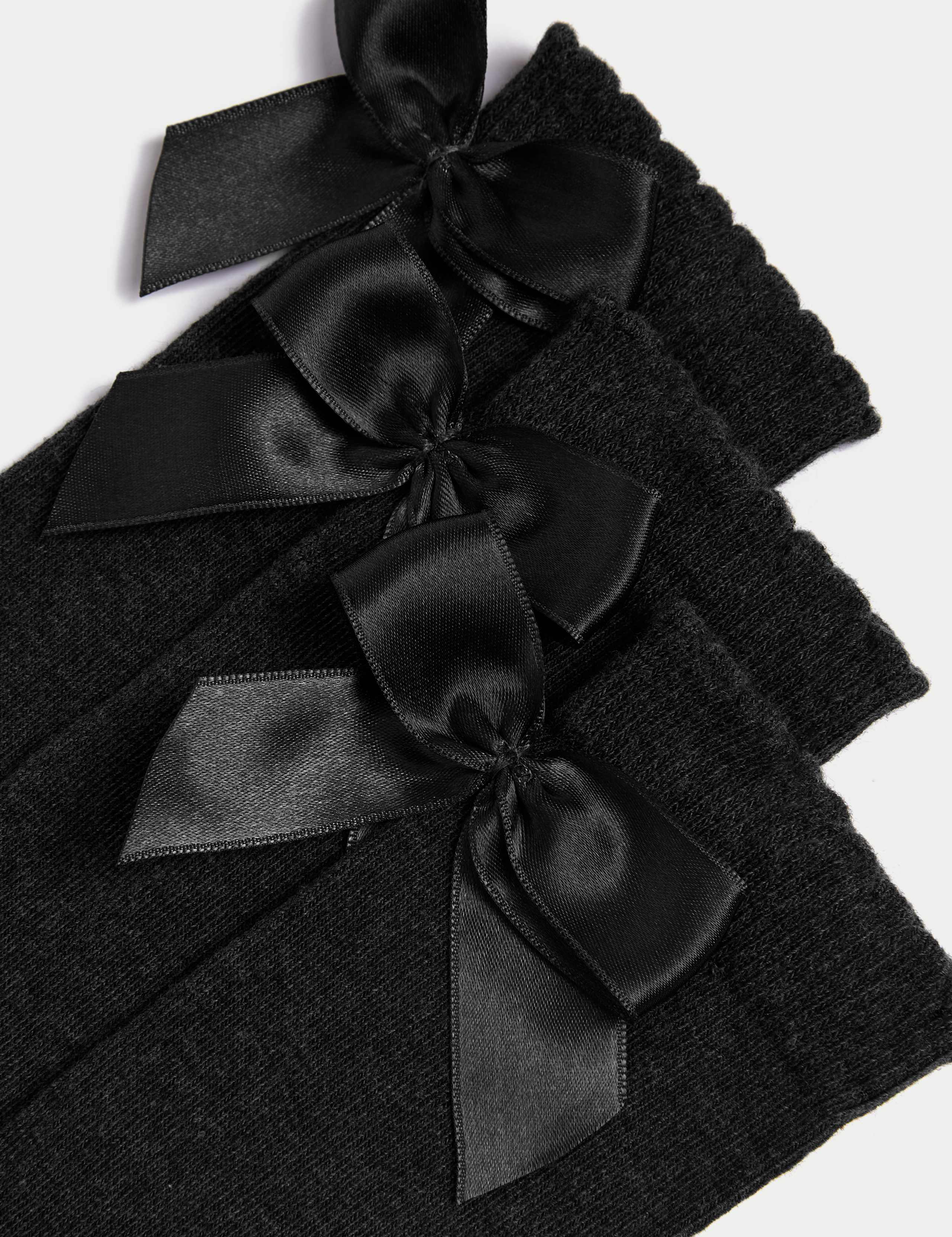 3p Cotton Rich Picot Knee High Bow Socks (6-8½ Small - 4-7 Large) 2 of 2