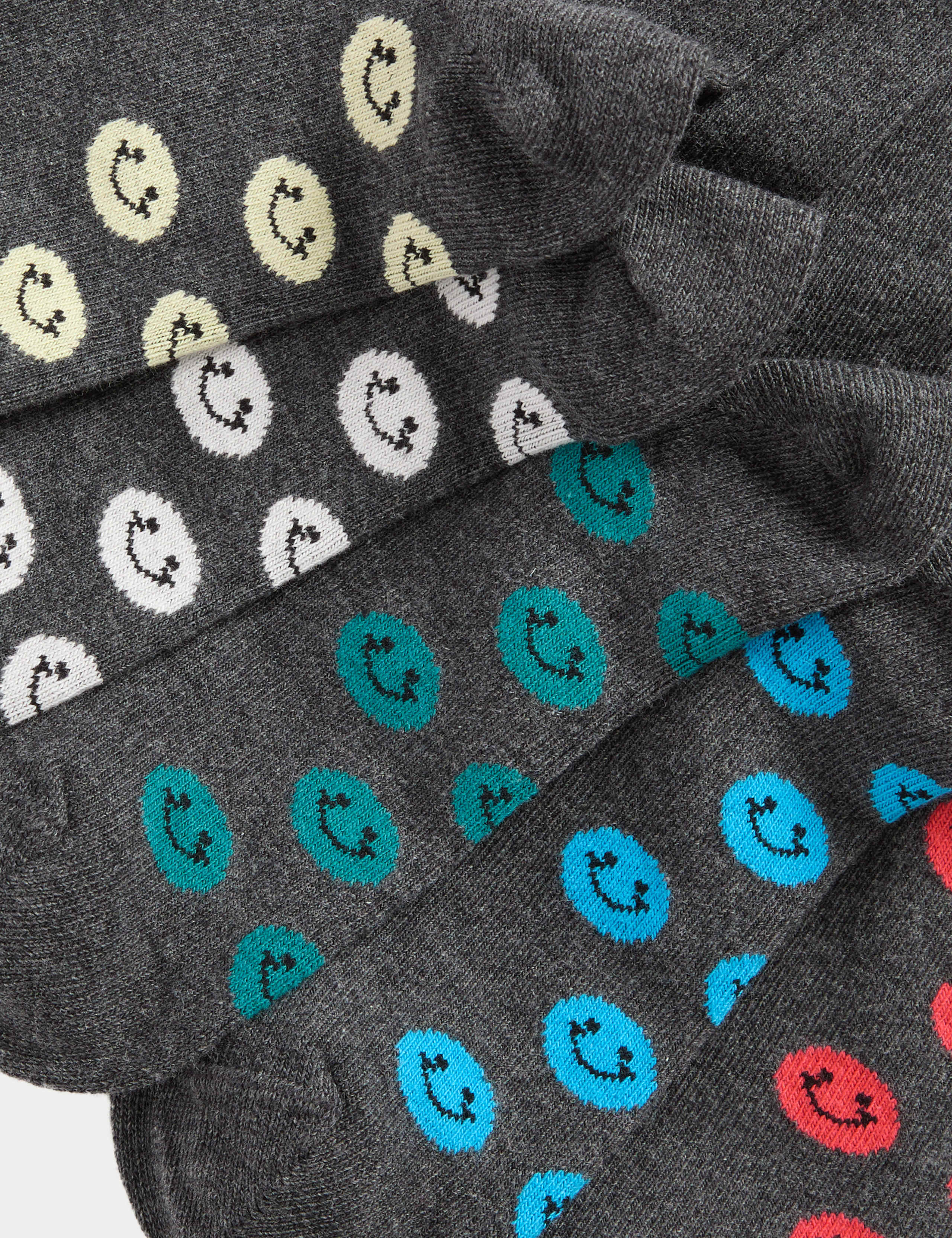 5 Pack Cotton Rich Happy Faces School Socks (6 Small-7 Large) 2 of 2