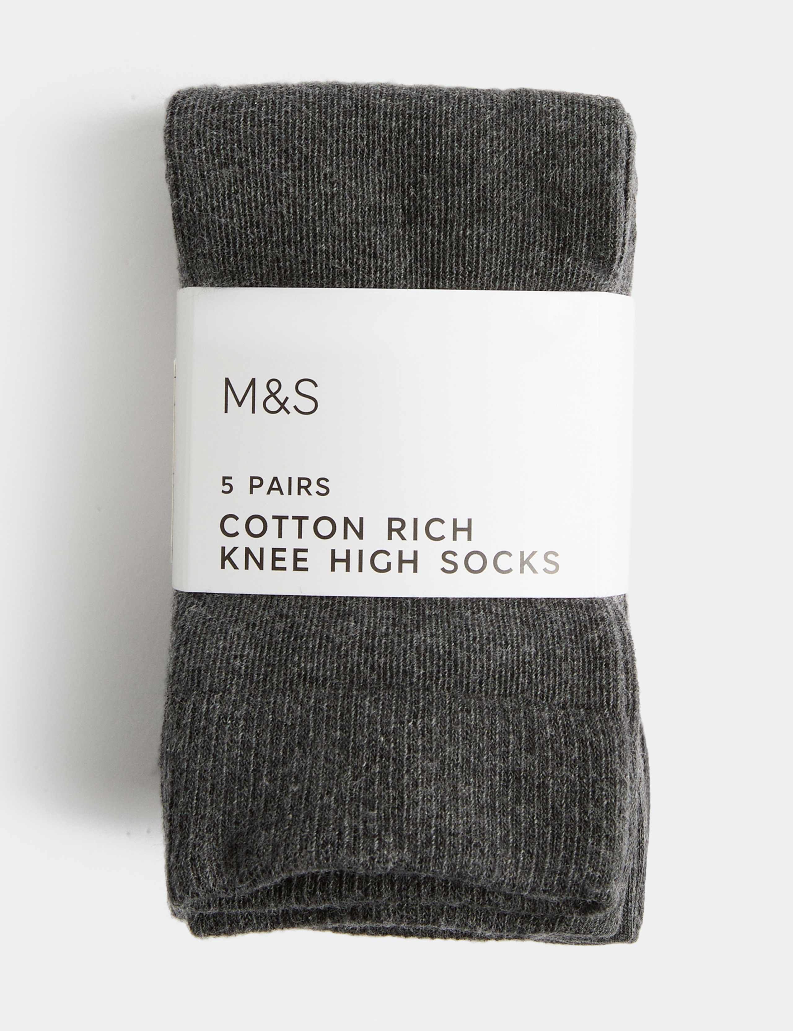 5 Pack Cotton Rich Knee High Socks 1 of 2