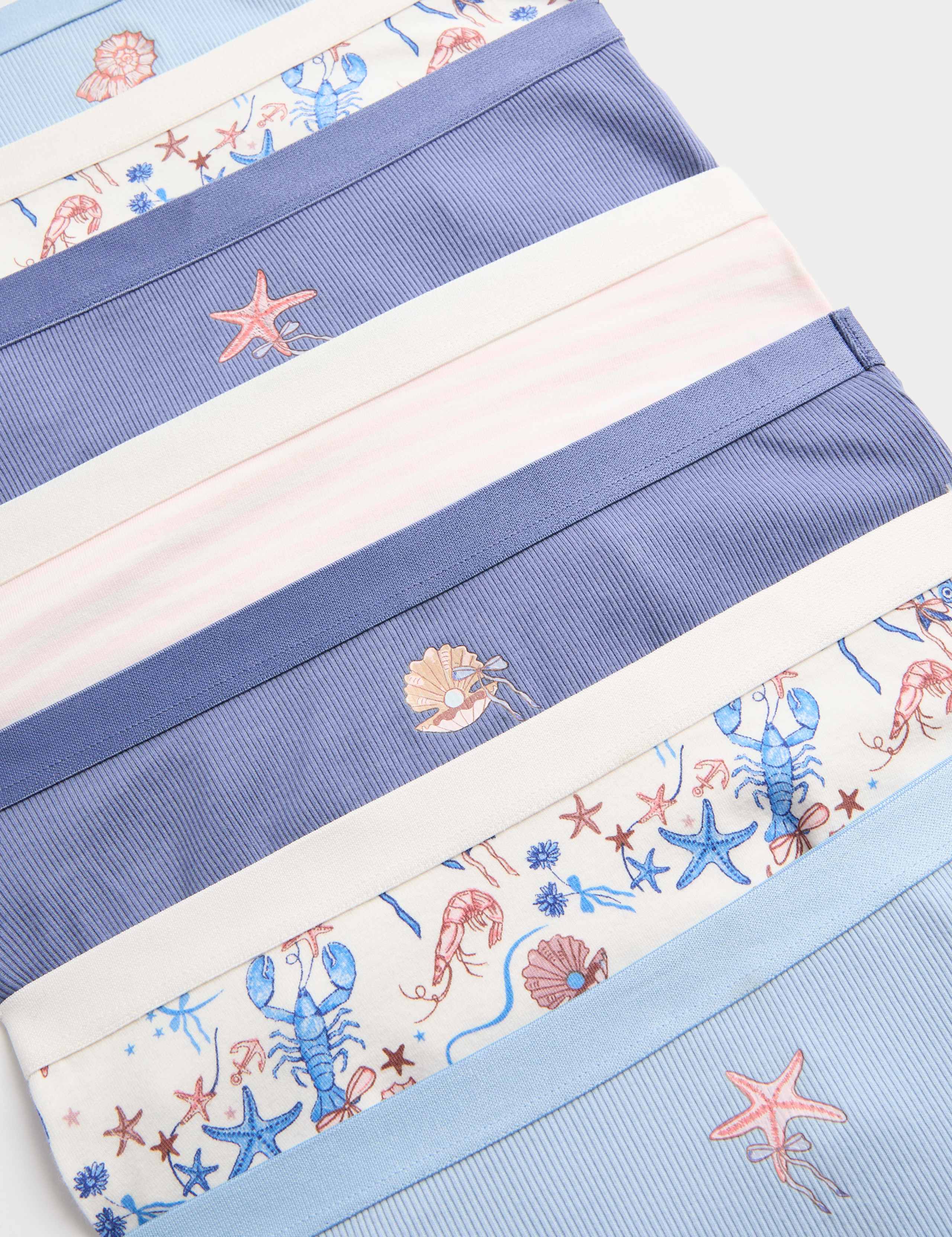 7 Pack Cotton with Stretch Seashell Print Shorts (5-16 Yrs) 2 of 2