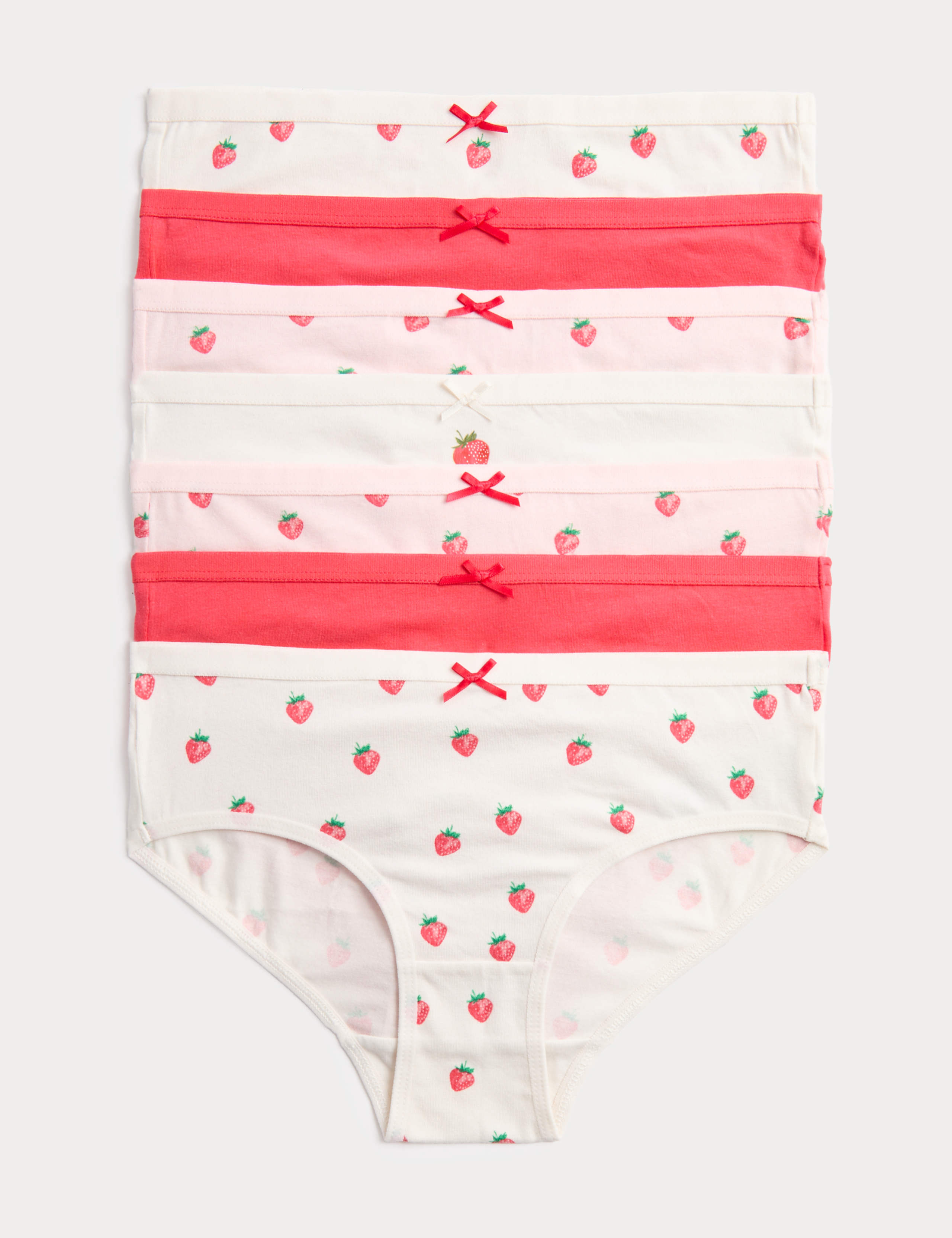 7 Pack Cotton with Stretch Strawberry Print Knickers (5-16 Yrs) 1 of 2