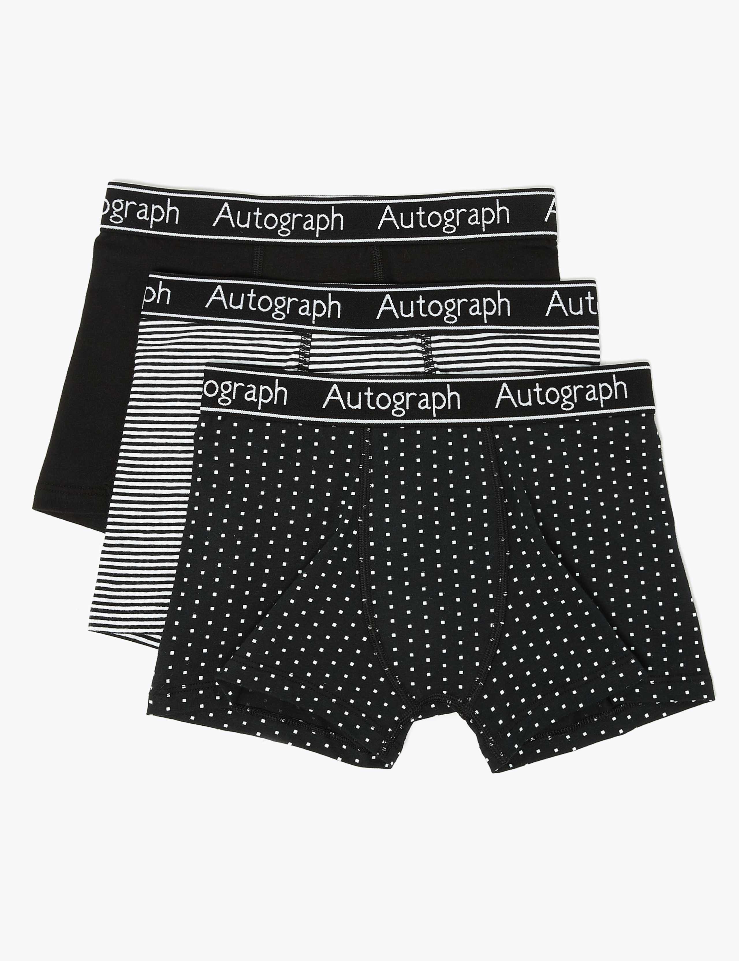 3 Pack Cotton with Lycra® Mono Print Trunks (6-16 Yrs) 2 of 2