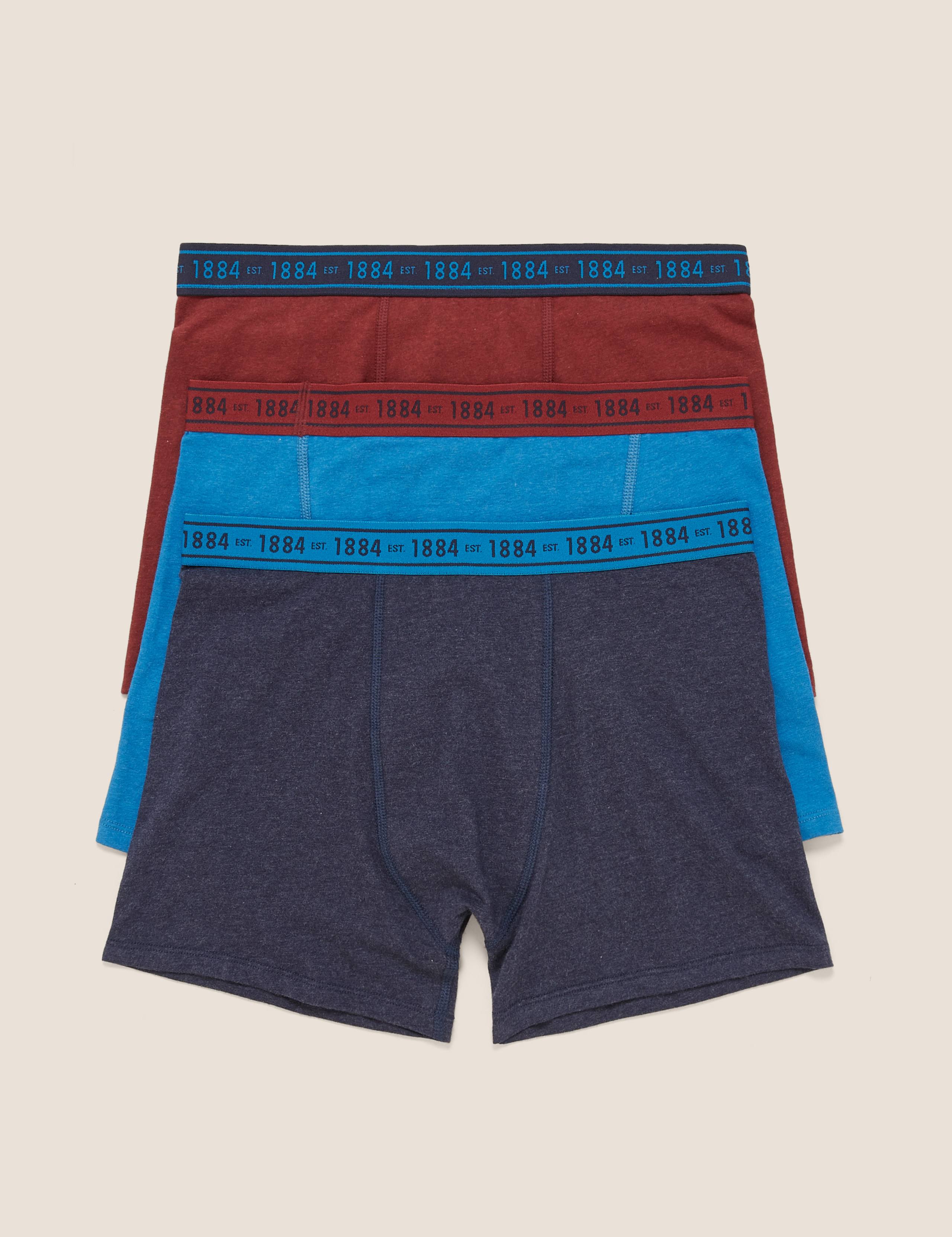 3pk Cotton with Lycra® Plain Trunks (6-16 Yrs) 2 of 2