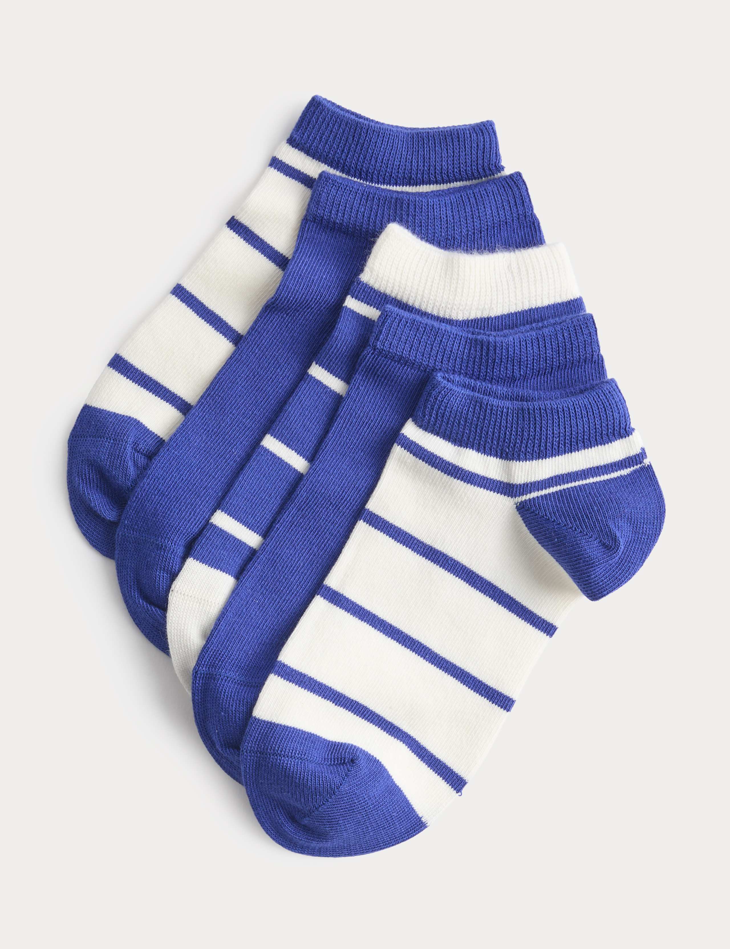 5 Pack Striped Trainer Liner Socks (6 Small-7 Large) 1 of 2