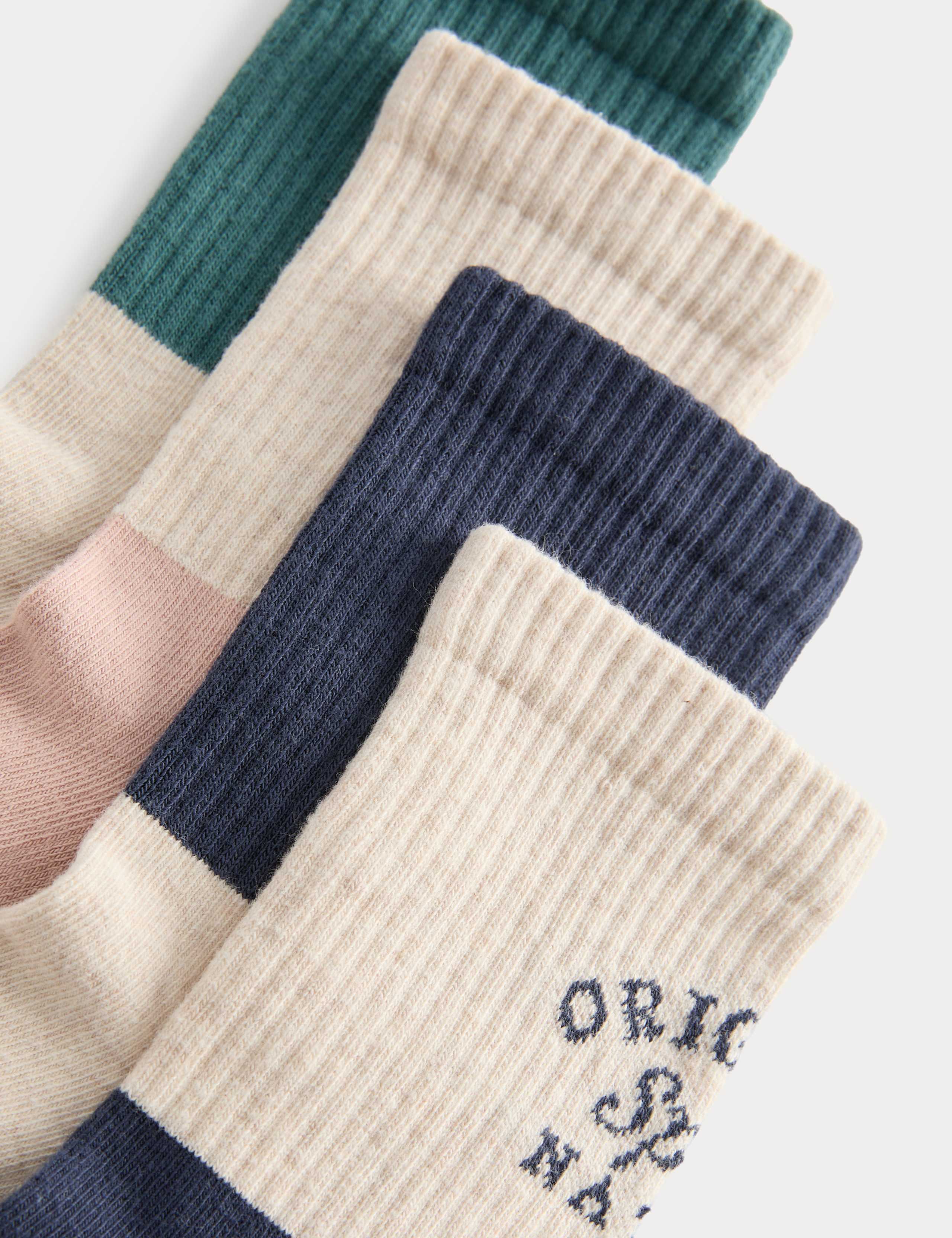 4 Pack Cotton Rich Contrast Sports Socks (6 Small-7 Large) 2 of 2