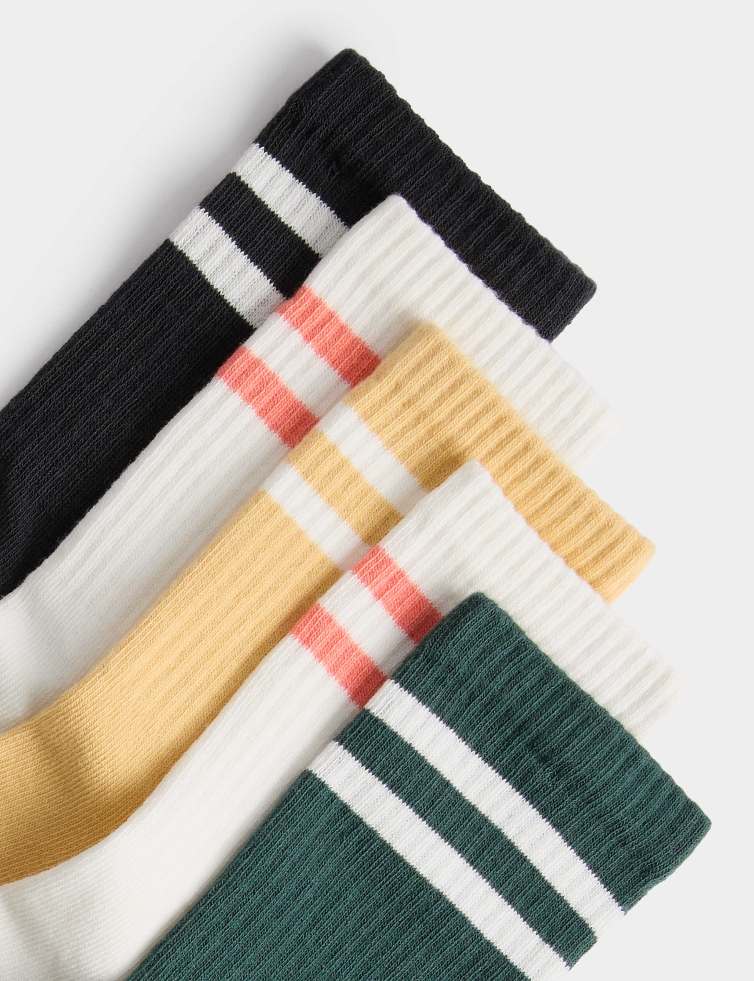 5 Pack Coloured Rib Stripe Sports Socks (6 Small-7 Large) 2 of 2
