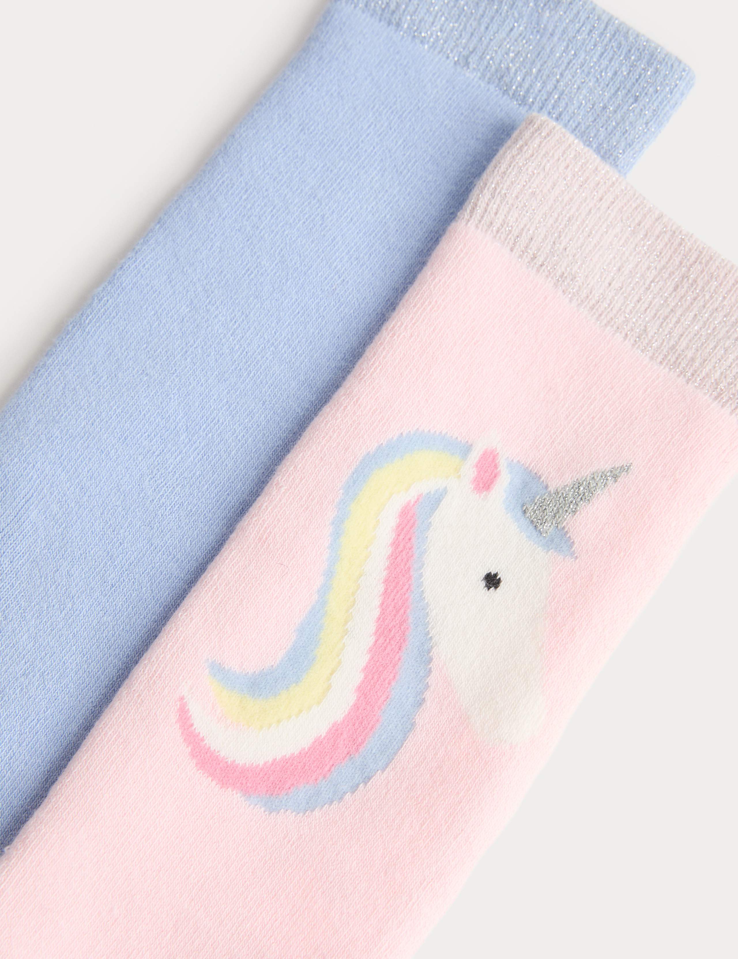 2pk Cotton Rich Unicorn Welly Socks (6 Small - 3½ Large) 2 of 2