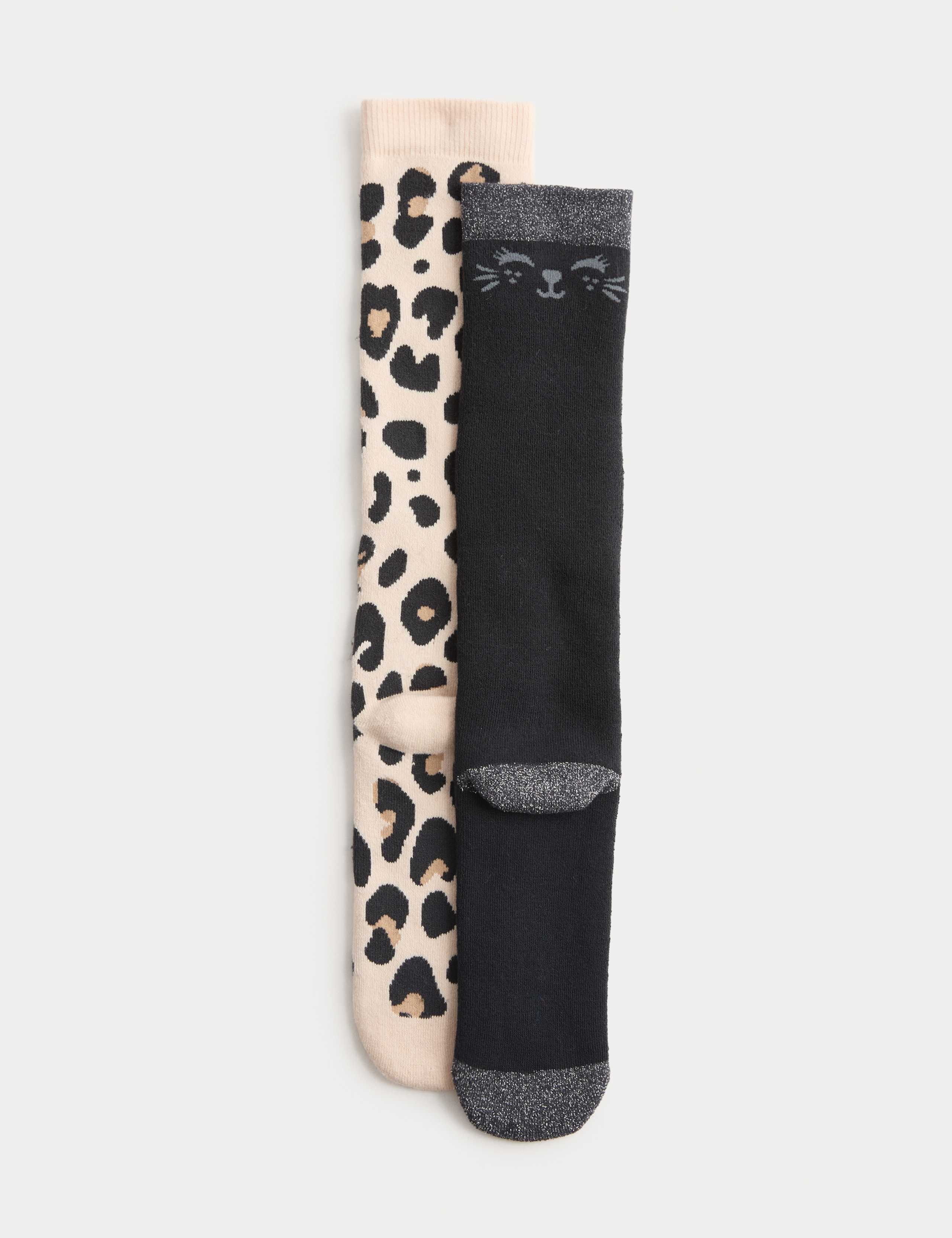 2 Pack Cotton Rich Leopard Welly Socks (6 Small - 3½ Large) 1 of 2