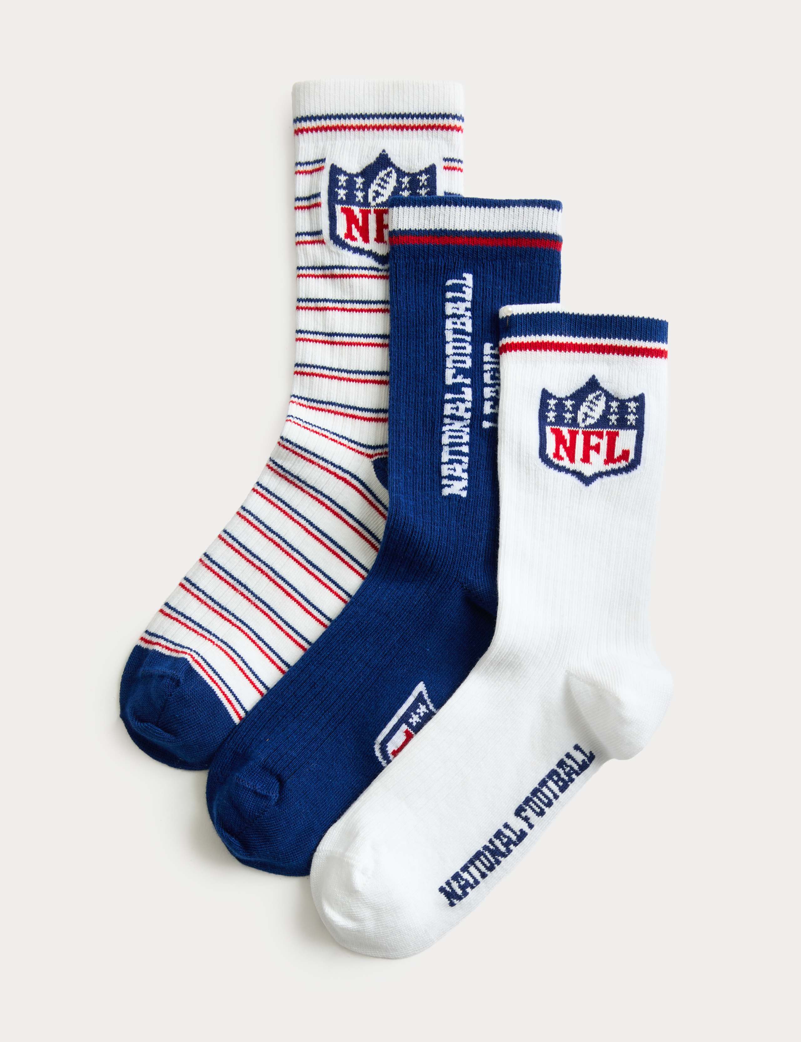 3 Pack Cotton Rich NFL Socks (6 Small - 7 Large) 1 of 2