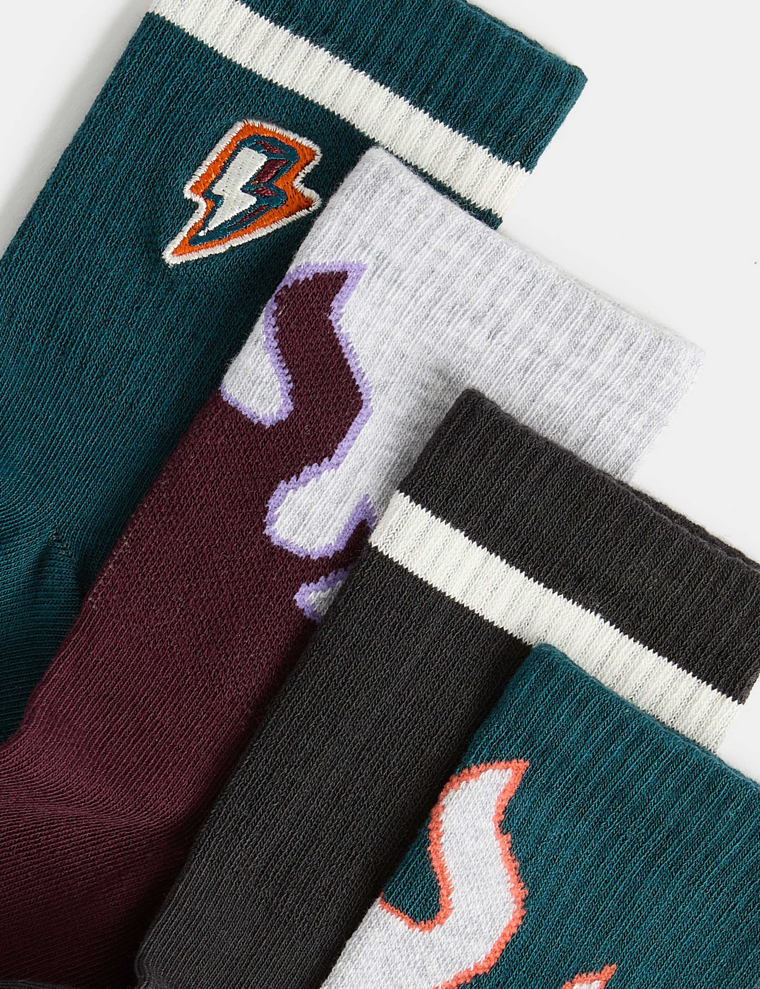 4 Pack Cotton Rich Flame Ribbed Socks (6 Small-7 Large) 2 of 2