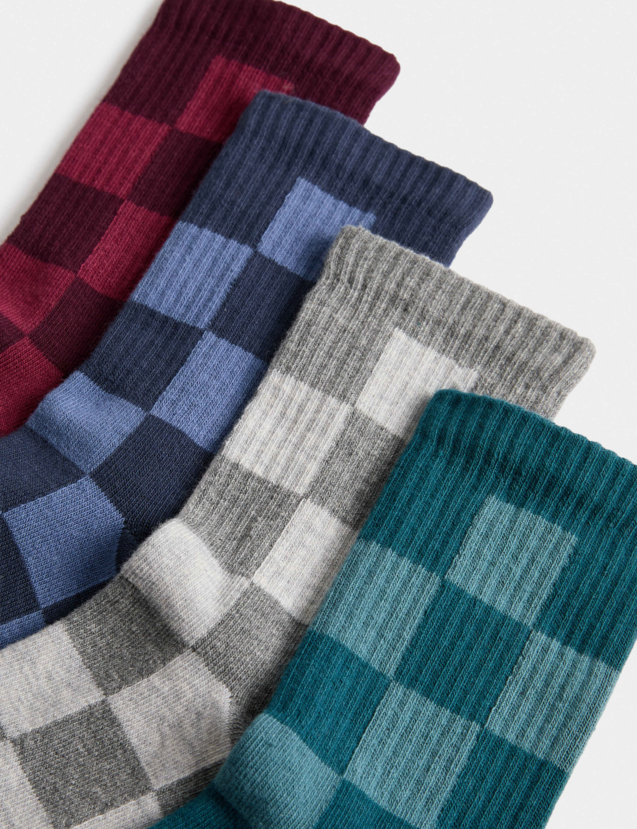 4 Pack Cotton Rich Checkerboard Socks (6 Small-7 Large) 2 of 2