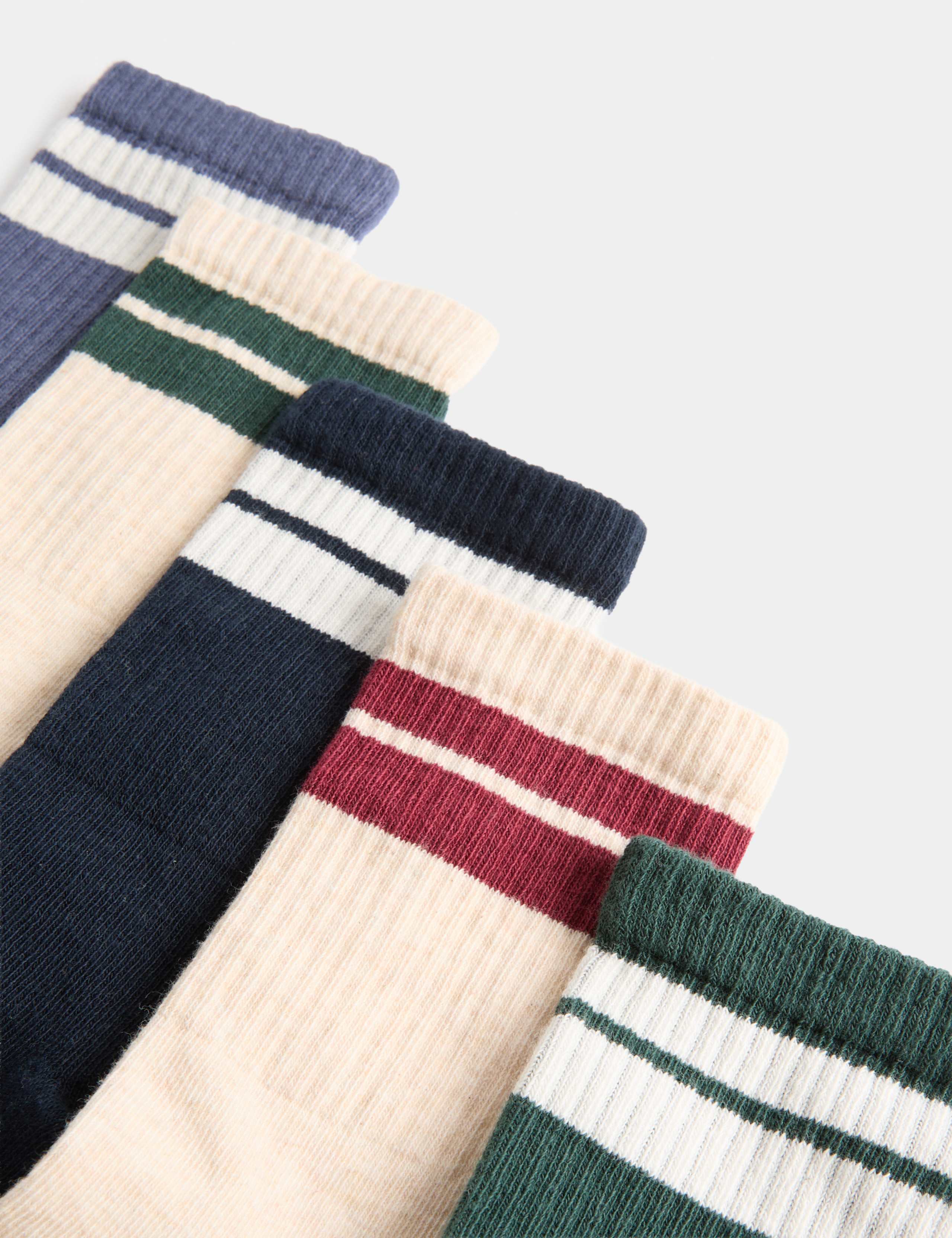 5 Pack Cotton Rich Sports Stripe Socks (6 Small - 7 Large) 2 of 2