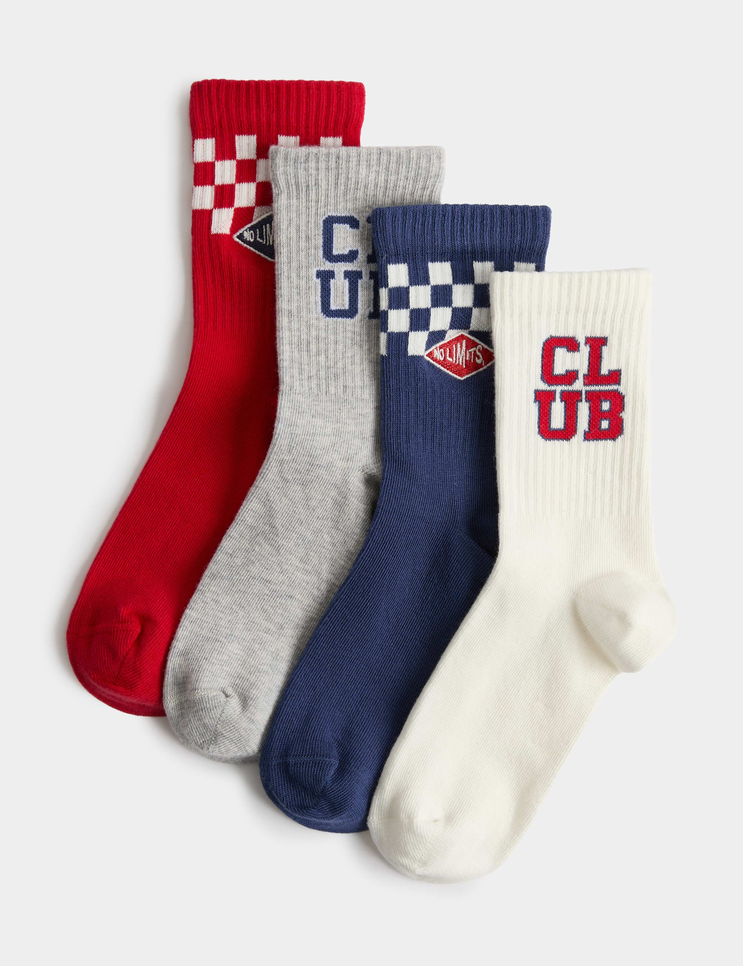4 Pack Checked Socks (6 Small-7 Large) 1 of 2