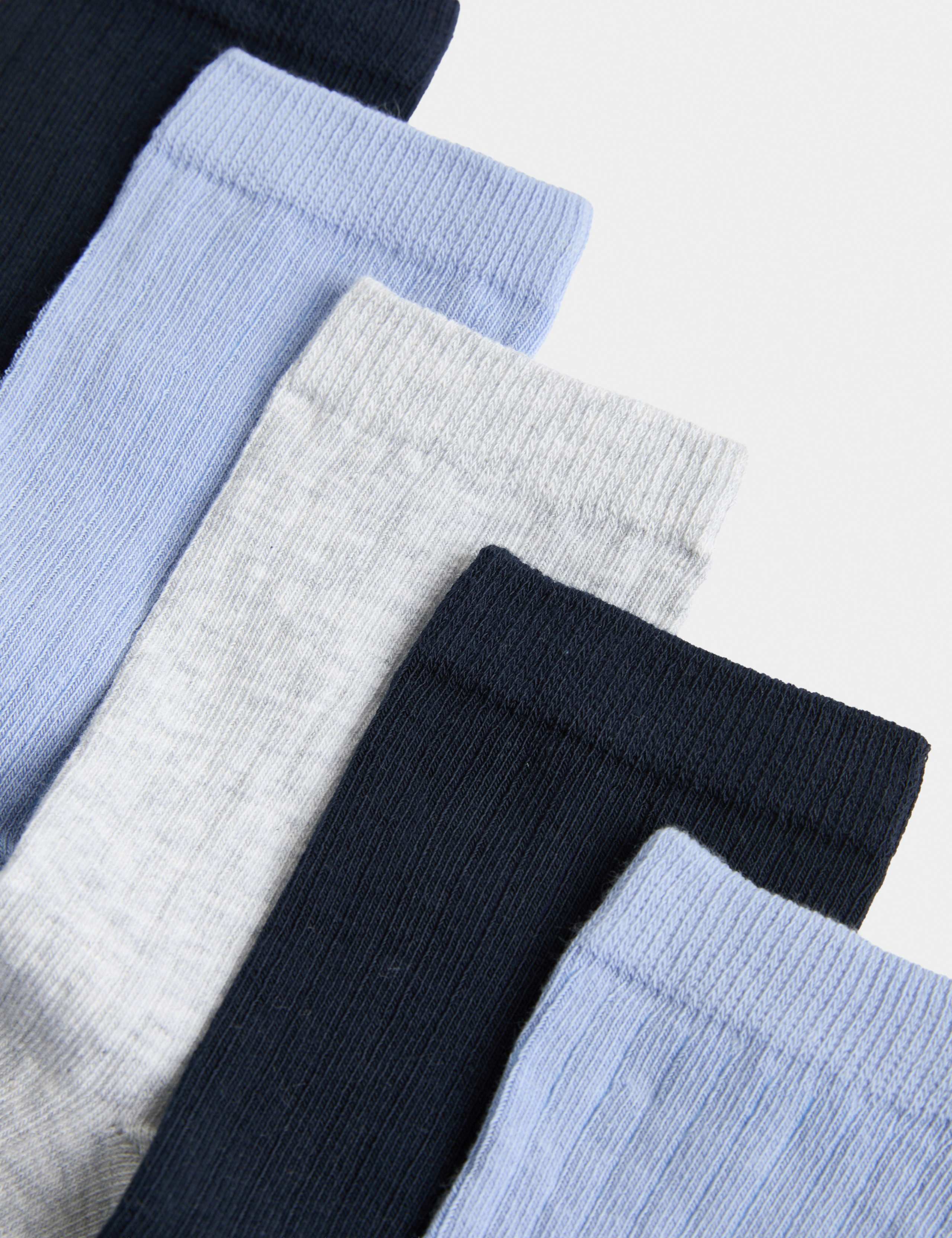 5 Pack Cotton Rich Ribbed Ankle Socks 2 of 2