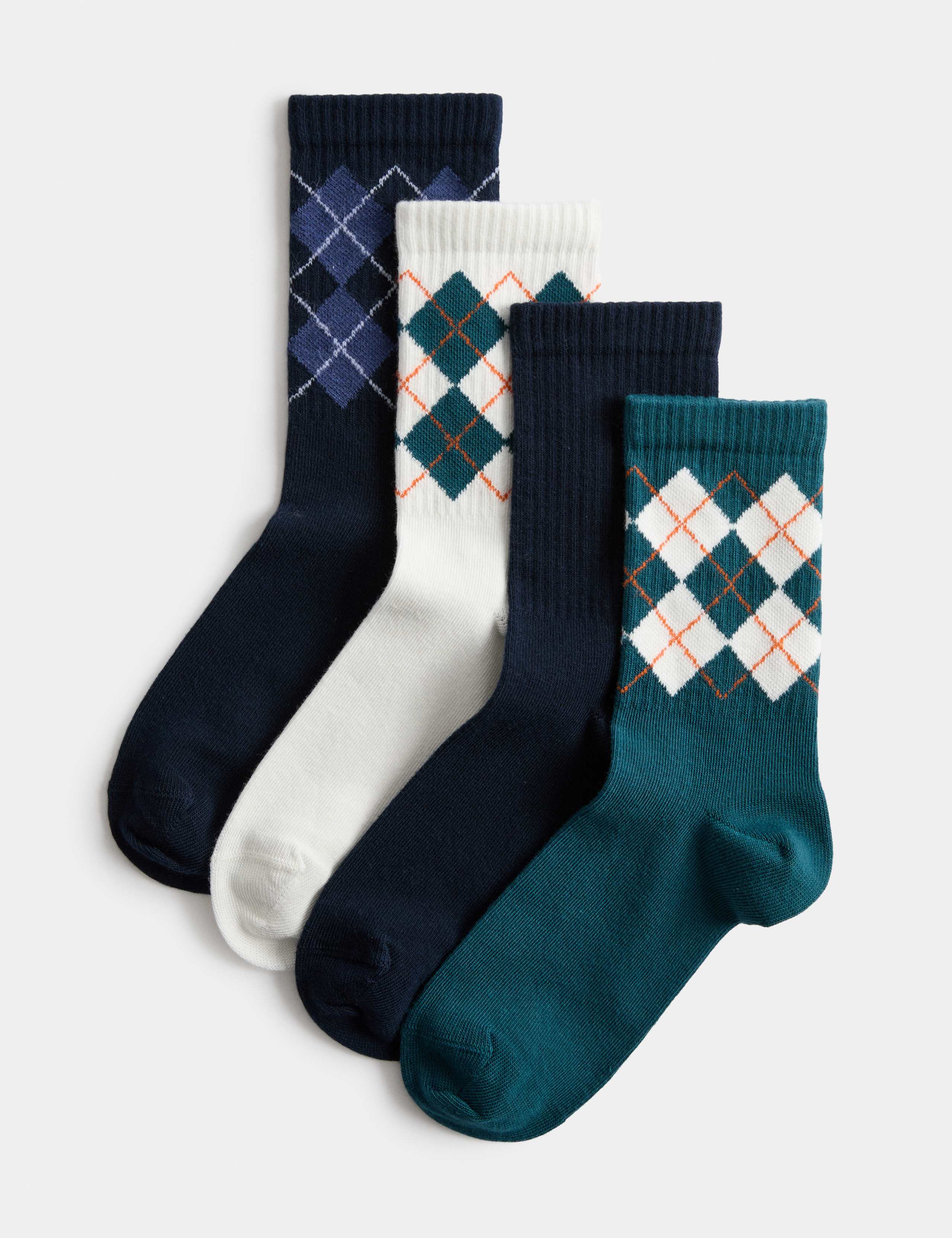 4 Pack Cotton Rich Argyle Socks (6 Small-7 Large) 1 of 2
