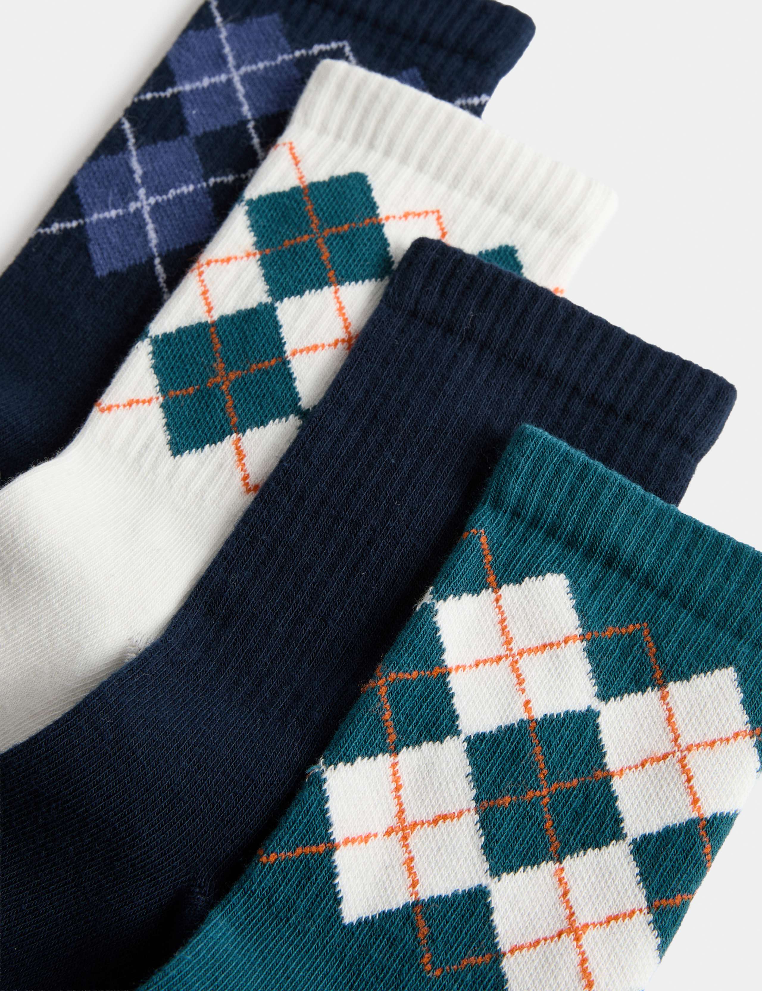 4 Pack Cotton Rich Argyle Socks (6 Small-7 Large) 2 of 2