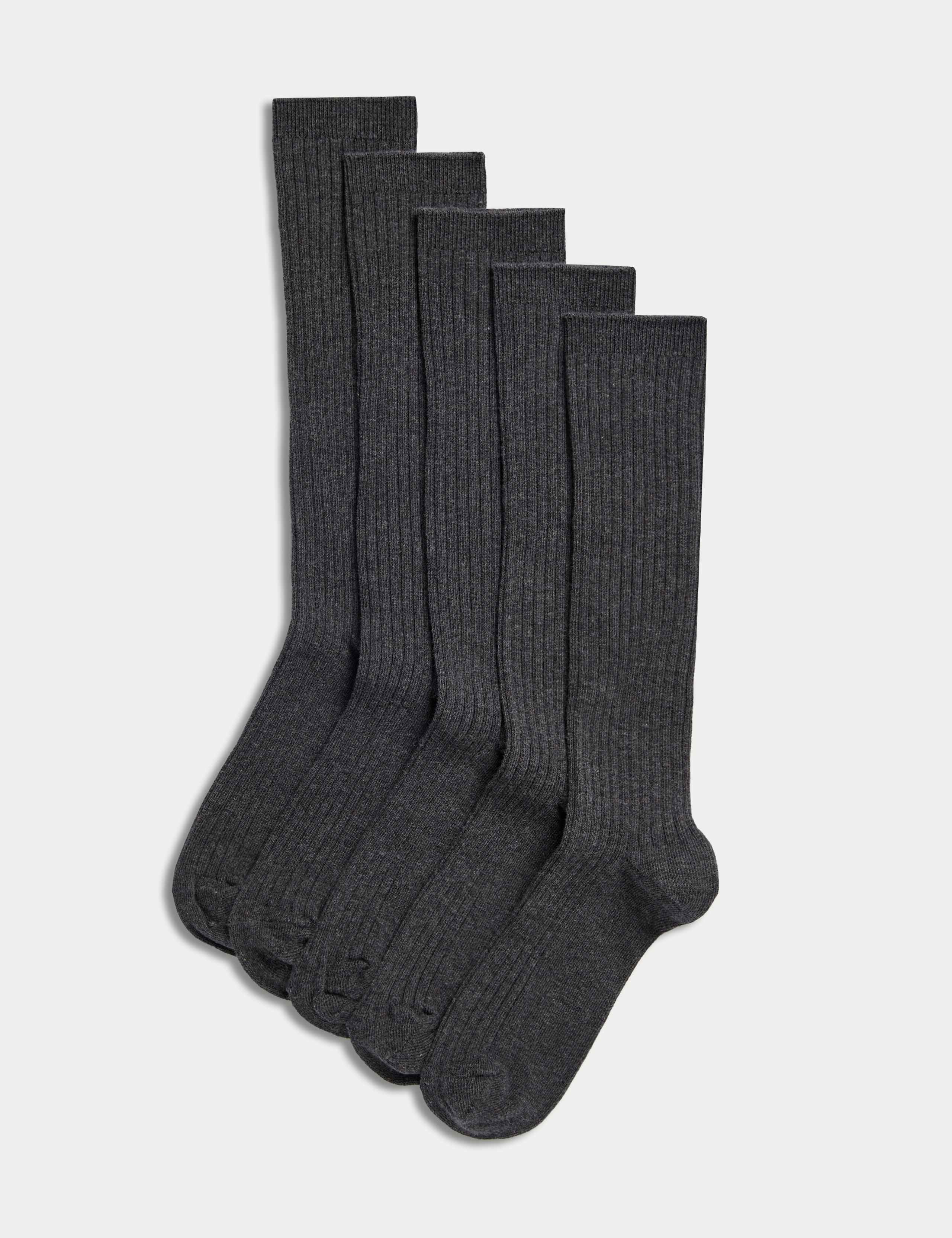 5 Pack of Long Ribbed School Socks 1 of 3