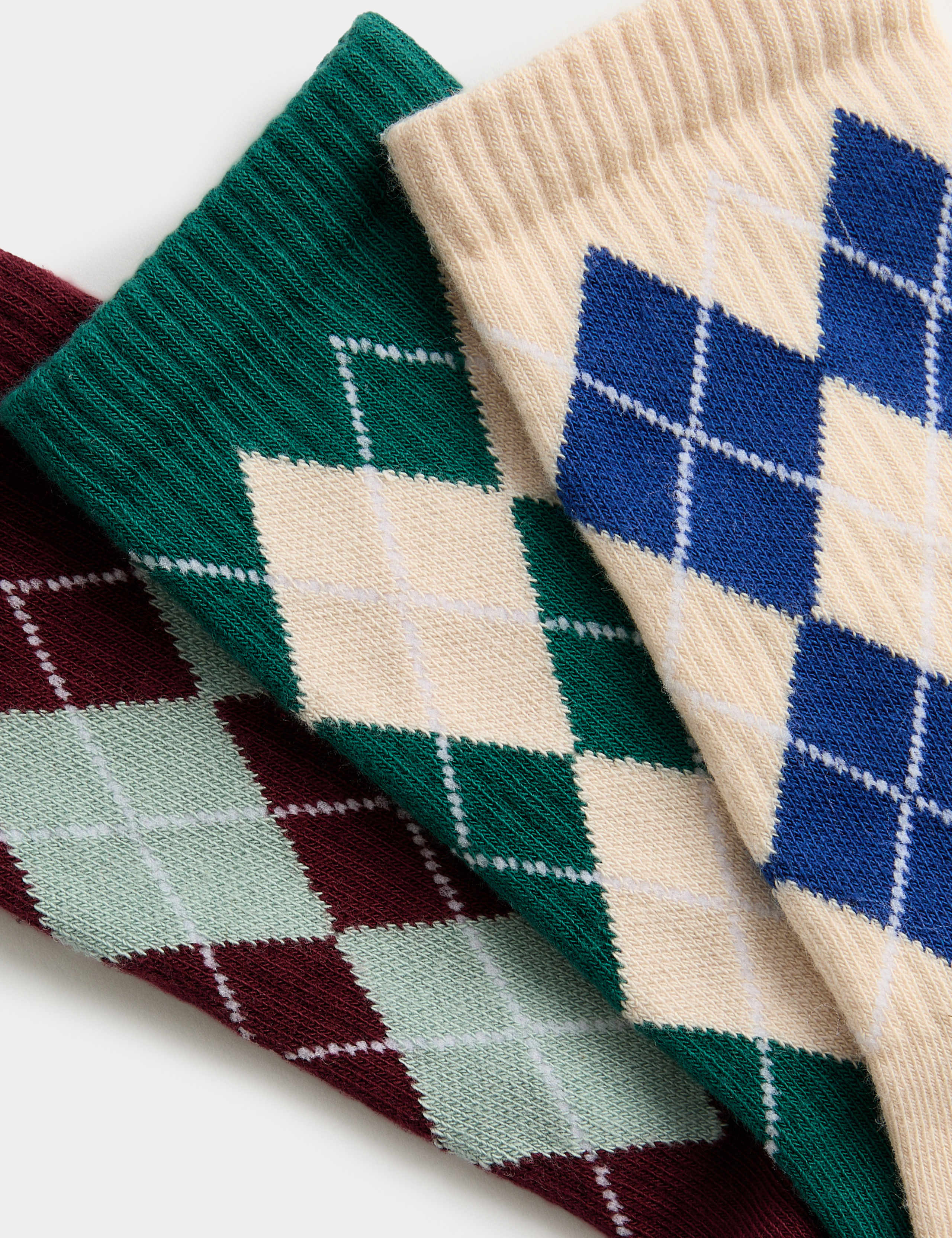 3 Pack Cotton Rich Diamond Socks (6 Small - 7 Large) 2 of 2