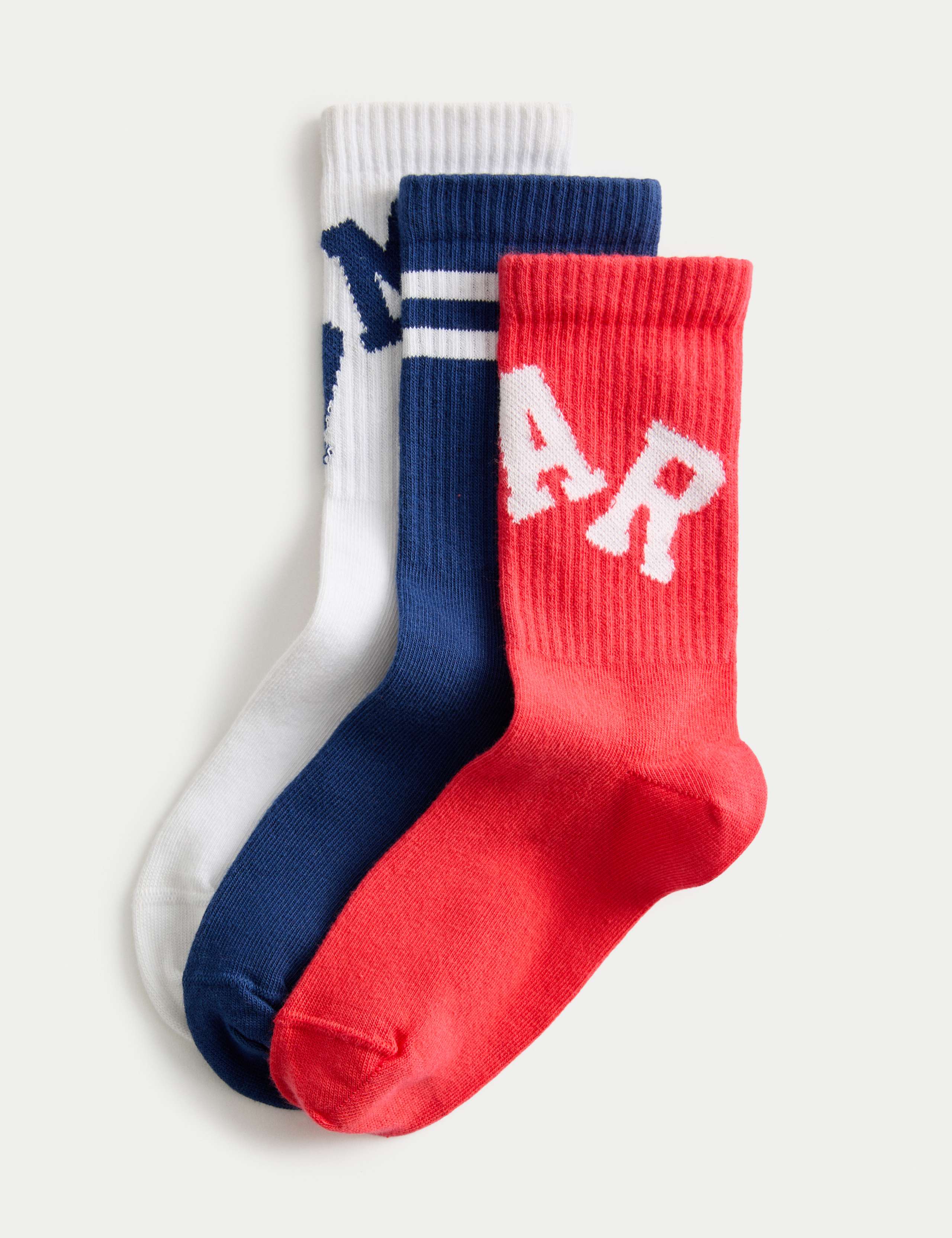 3pk Cotton Rich Slogan Ankle Socks (6 Small - 7 Large) 1 of 2