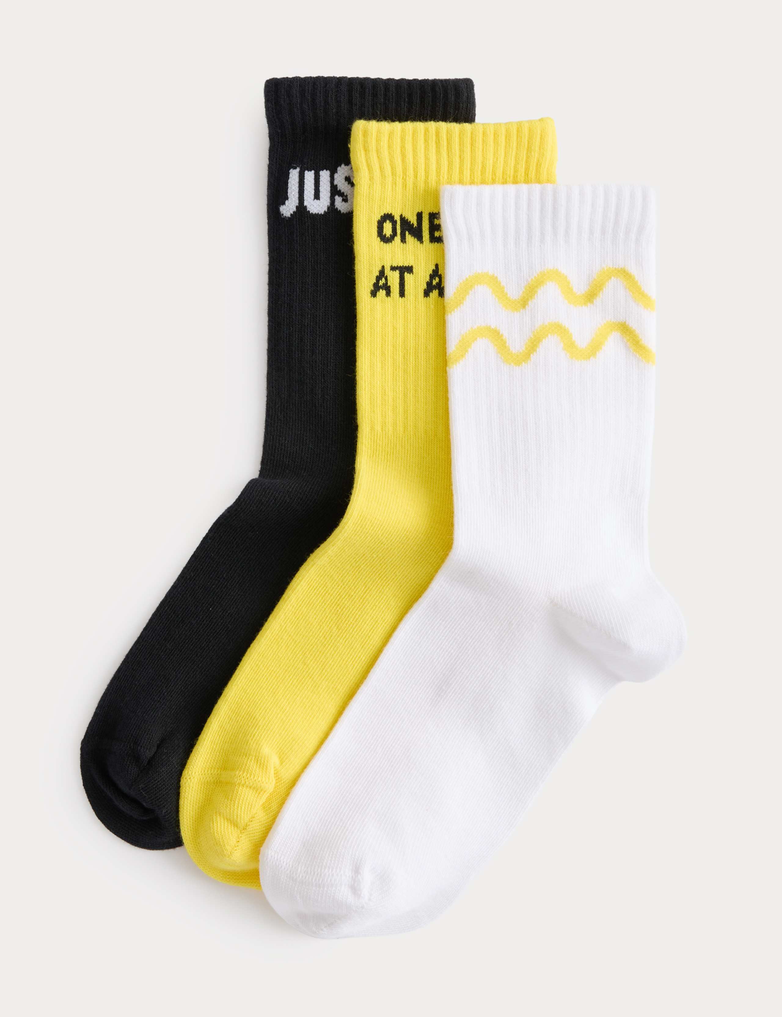 3 Pack Cotton Rich YoungMinds Ribbed Socks 1 of 2