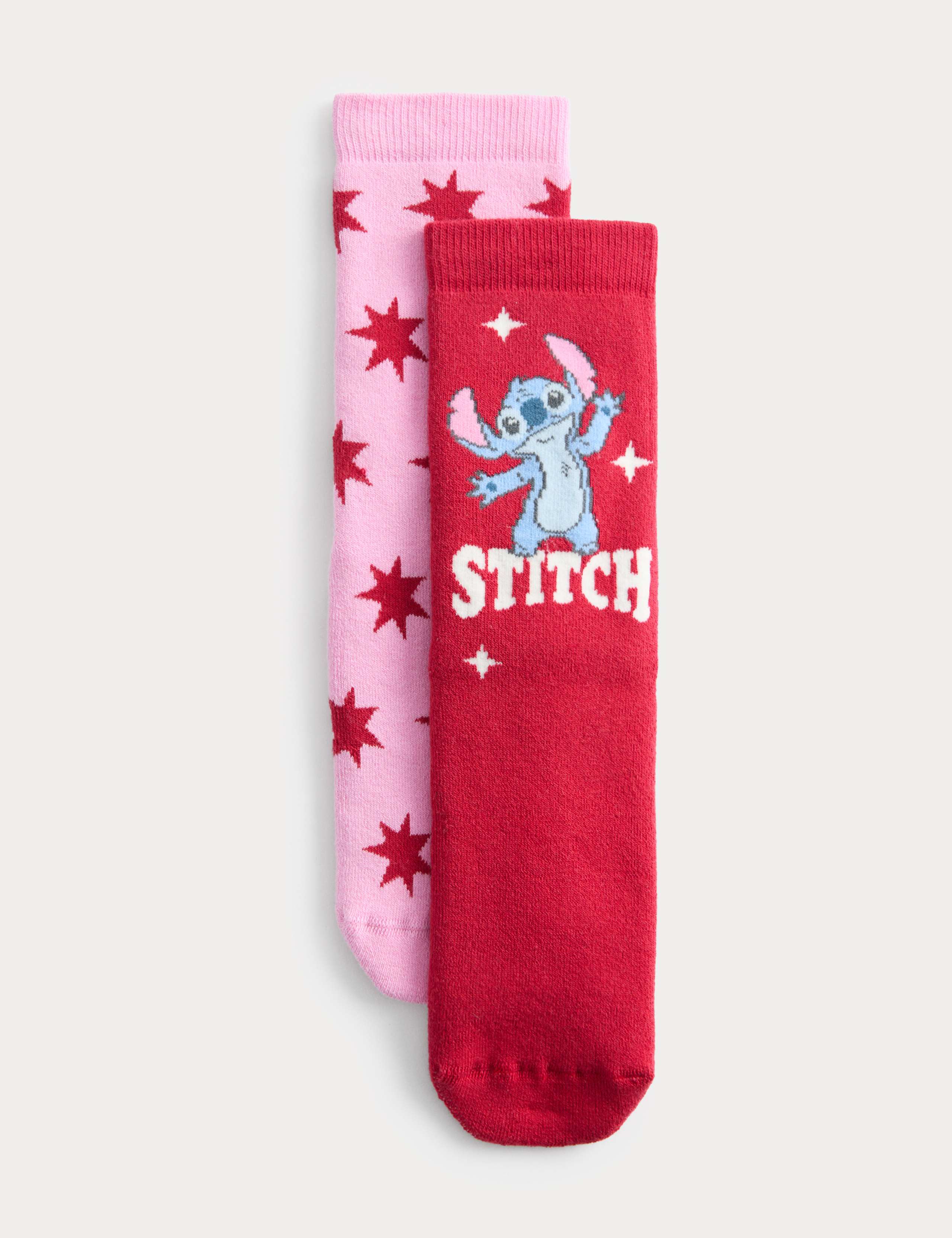2 Pack Cotton Rich Lilo & Stitch™ Slipper Socks (6 Small - 7 Large) 1 of 2