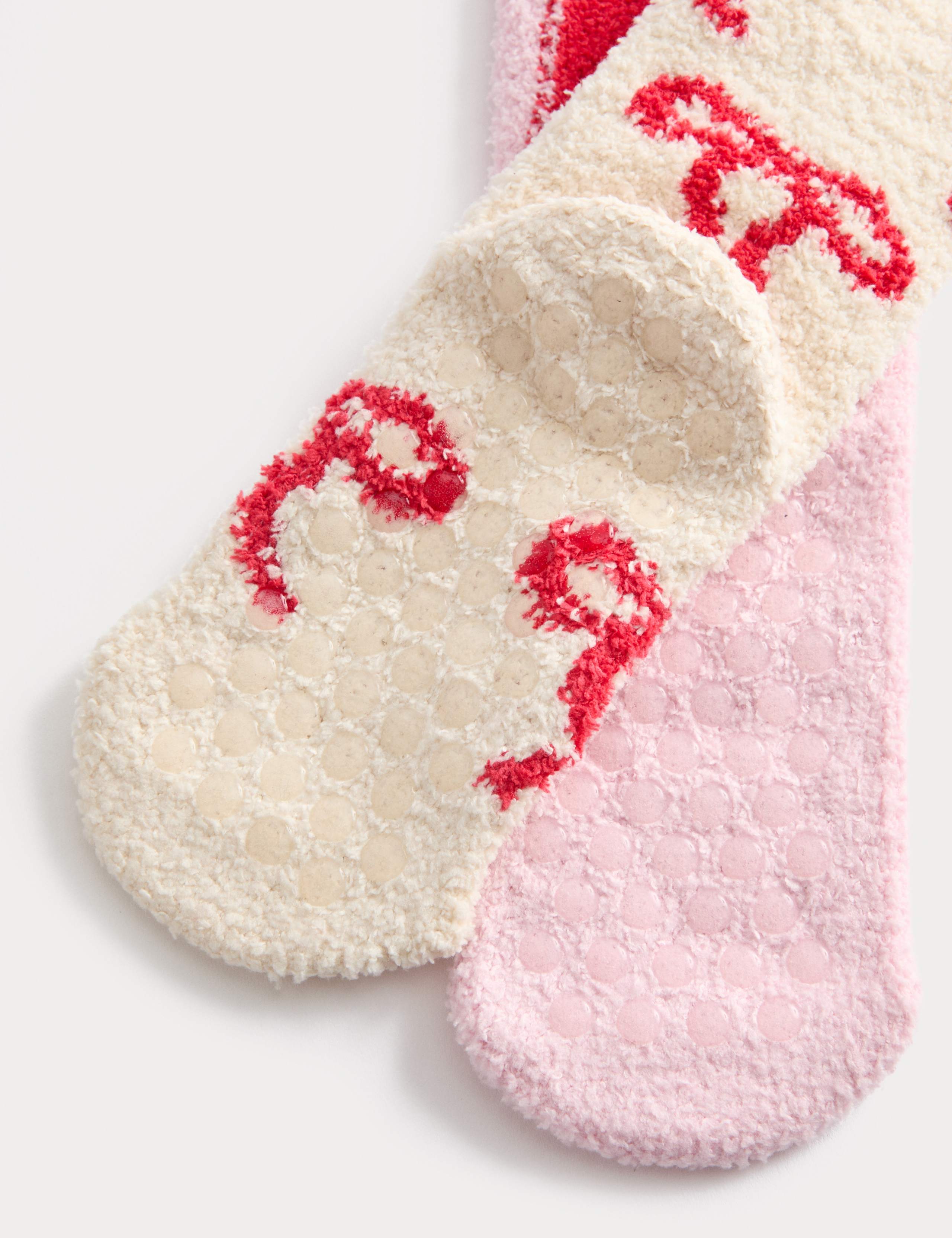 2pk Bow Cosy Slipper Socks 2 of 2
