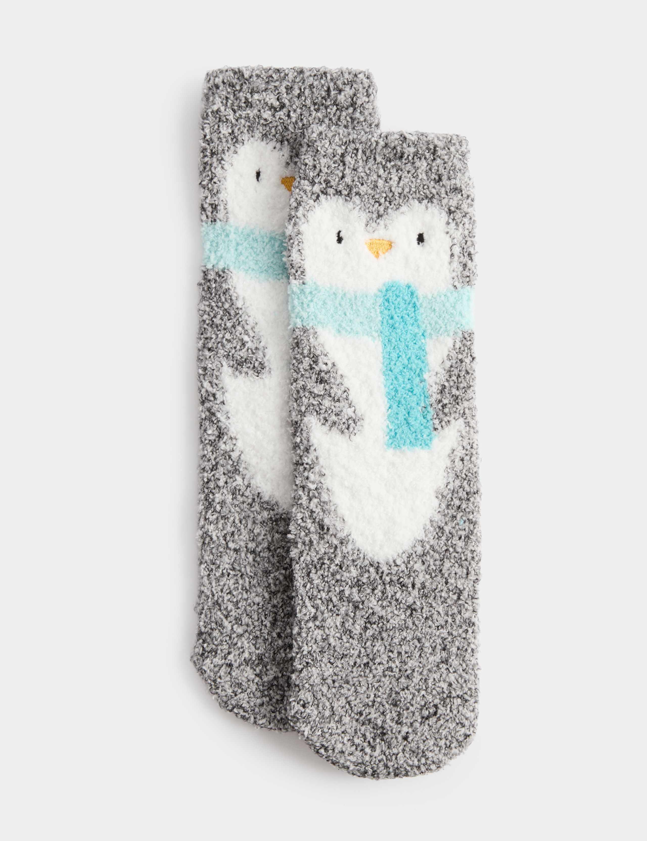 Cosy Penguin Print Slipper Socks 1 of 2
