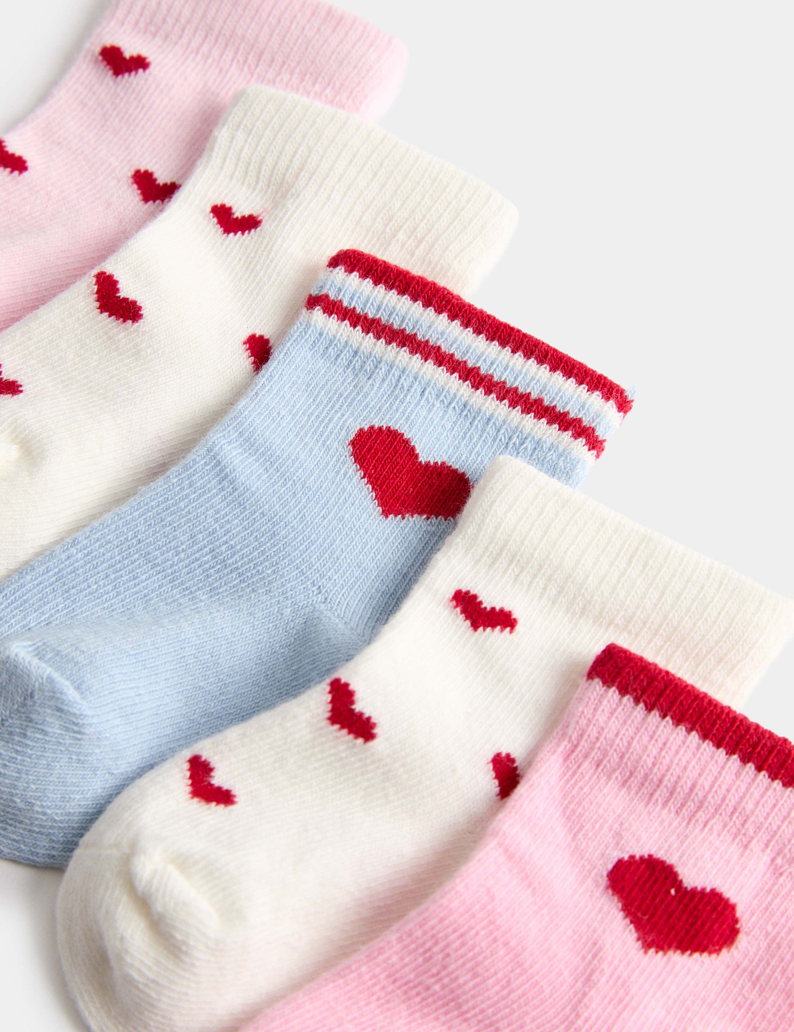 5 Pack Cotton Rich Heart Socks (0-24 Mths) 2 of 2